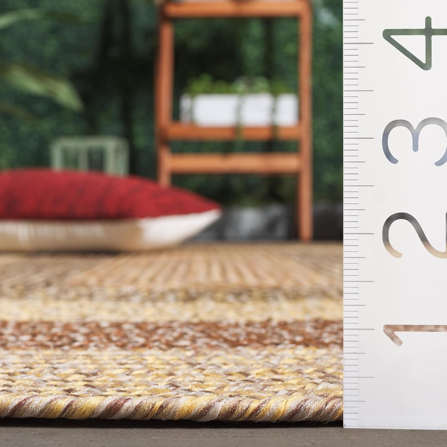 image:imageSAFAVIEH Washable Rug Outdoor Braided Collection 6 x 9 Oval Brown amp Light Brown Handmade amp Reversible NonShedding amp Easy to Clean Ideal for Patio Backyard Mudroom BRD318SBeigeBrown