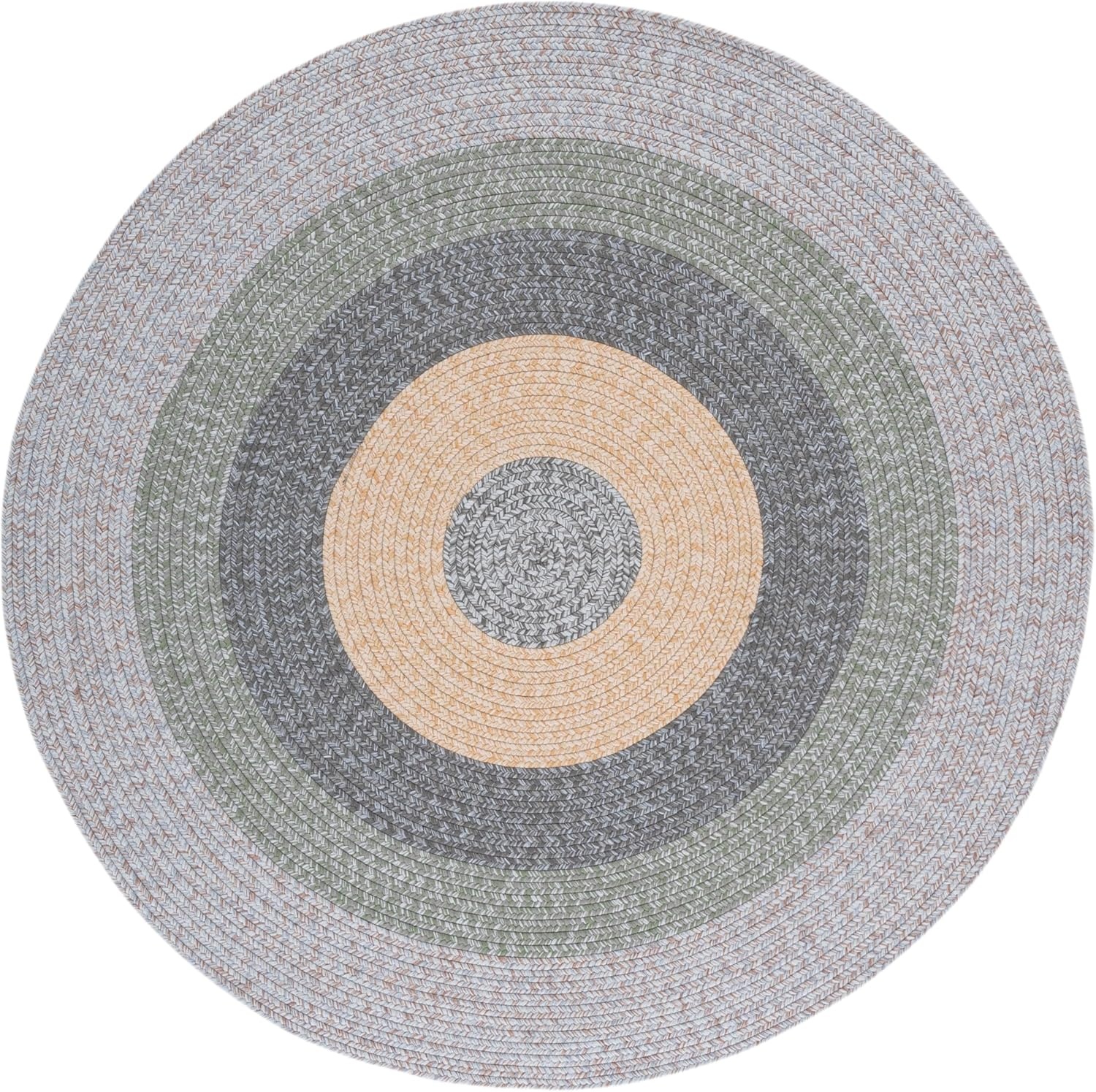 image:imageSAFAVIEH Washable Rug Outdoor Braided Collection 6 x 9 Oval Brown amp Light Brown Handmade amp Reversible NonShedding amp Easy to Clean Ideal for Patio Backyard Mudroom BRD318SGreyGreen