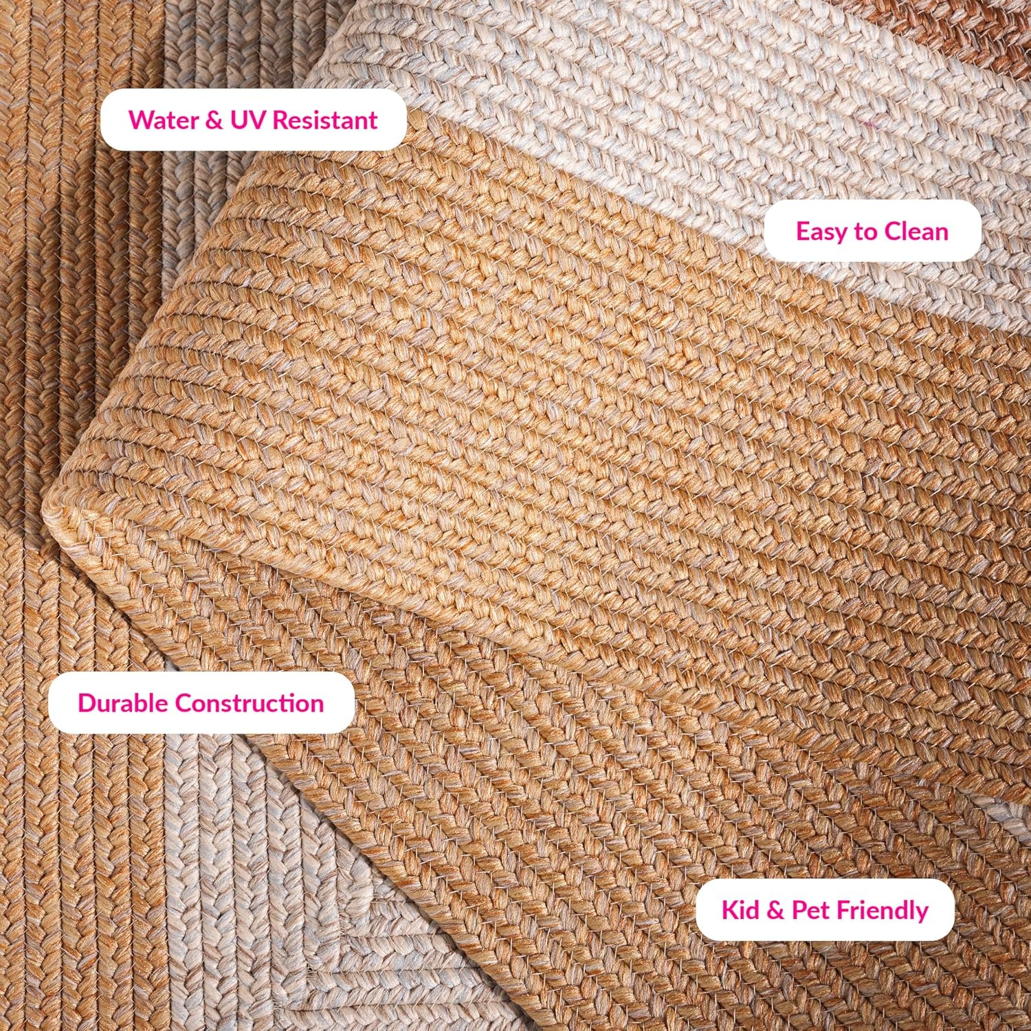 image:imageSAFAVIEH Washable Rug Outdoor Braided Collection 6 x 9 Oval Brown amp Light Brown Handmade amp Reversible NonShedding amp Easy to Clean Ideal for Patio Backyard Mudroom BRD318SBrownLight Brown