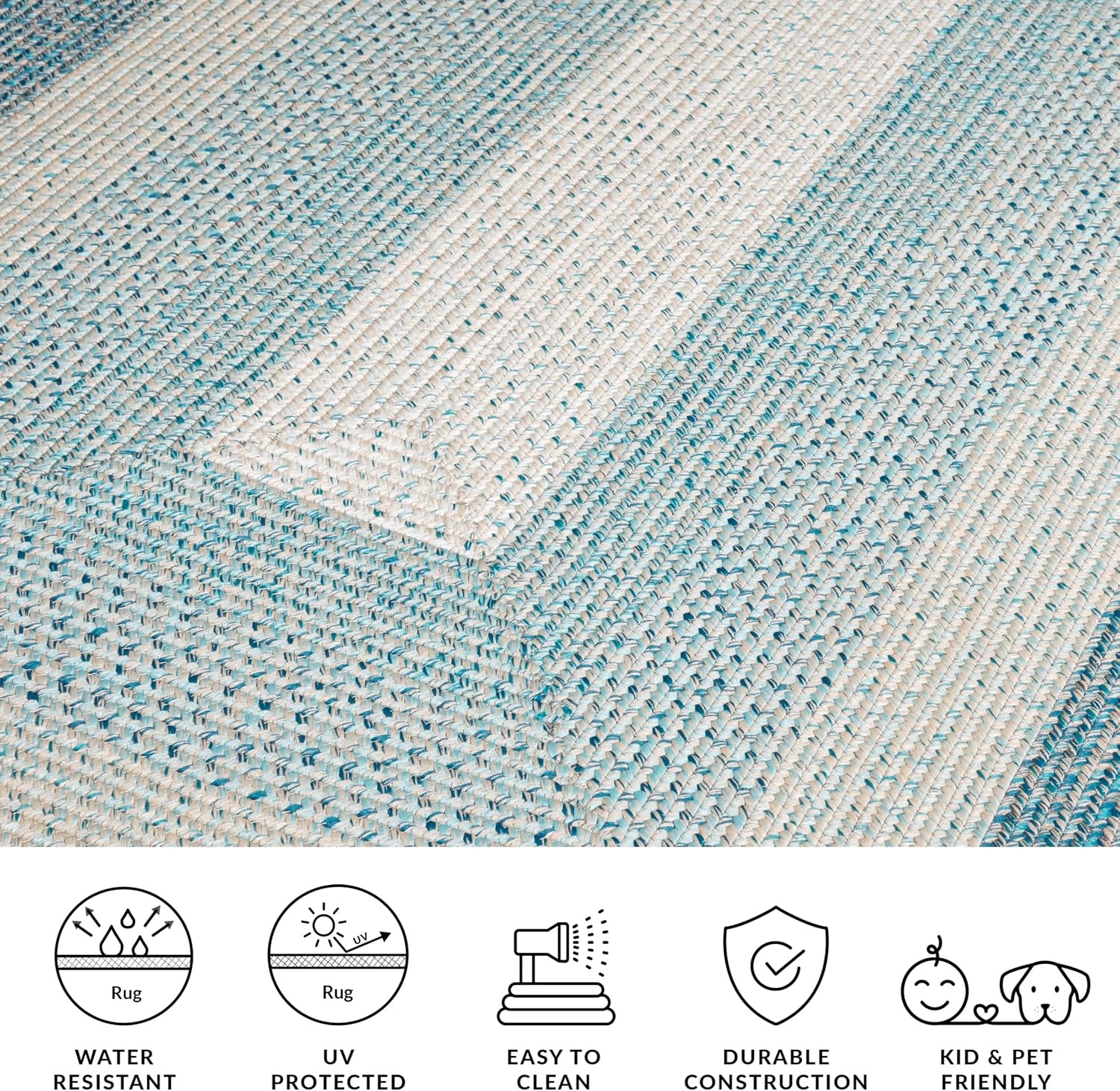 image:imageSAFAVIEH Washable Rug Outdoor Braided Collection 6 x 9 Oval Brown amp Light Brown Handmade amp Reversible NonShedding amp Easy to Clean Ideal for Patio Backyard Mudroom BRD318SBlueAqua