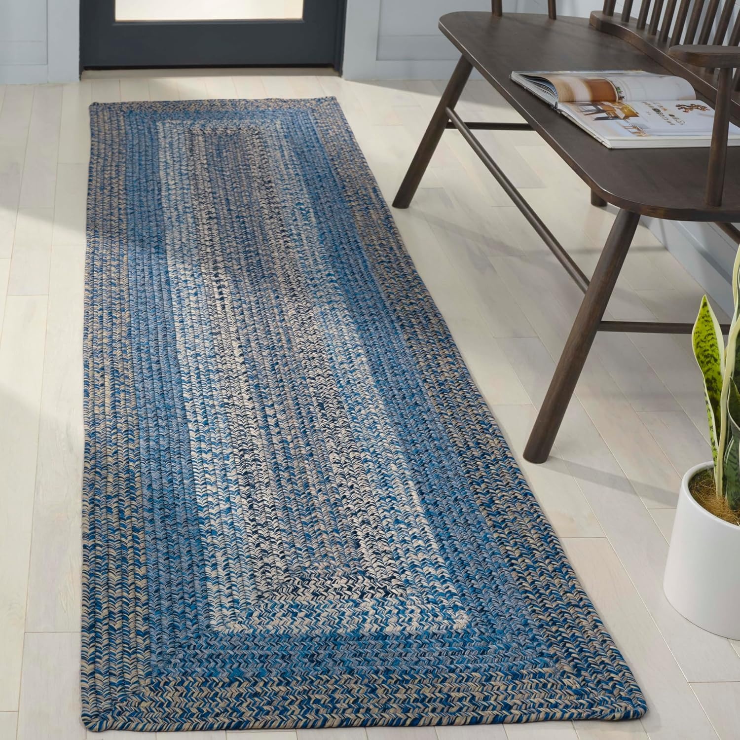 image:imageSAFAVIEH Washable Rug Outdoor Braided Collection 6 x 9 Oval Brown amp Light Brown Handmade amp Reversible NonShedding amp Easy to Clean Ideal for Patio Backyard Mudroom BRD318SNavyBlue