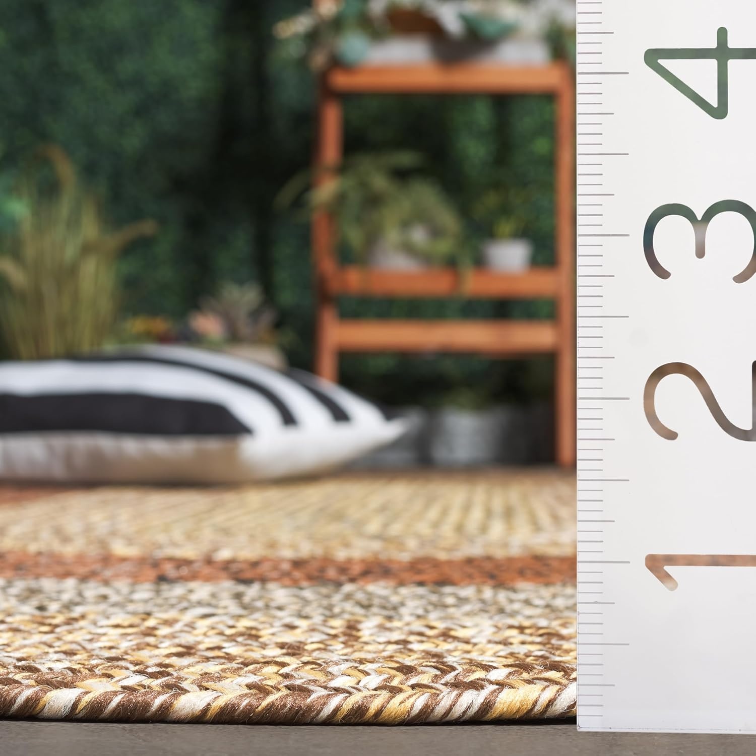 image:imageSAFAVIEH Washable Rug Outdoor Braided Collection 6 x 9 Oval Brown amp Light Brown Handmade amp Reversible NonShedding amp Easy to Clean Ideal for Patio Backyard Mudroom BRD318SBrownGold