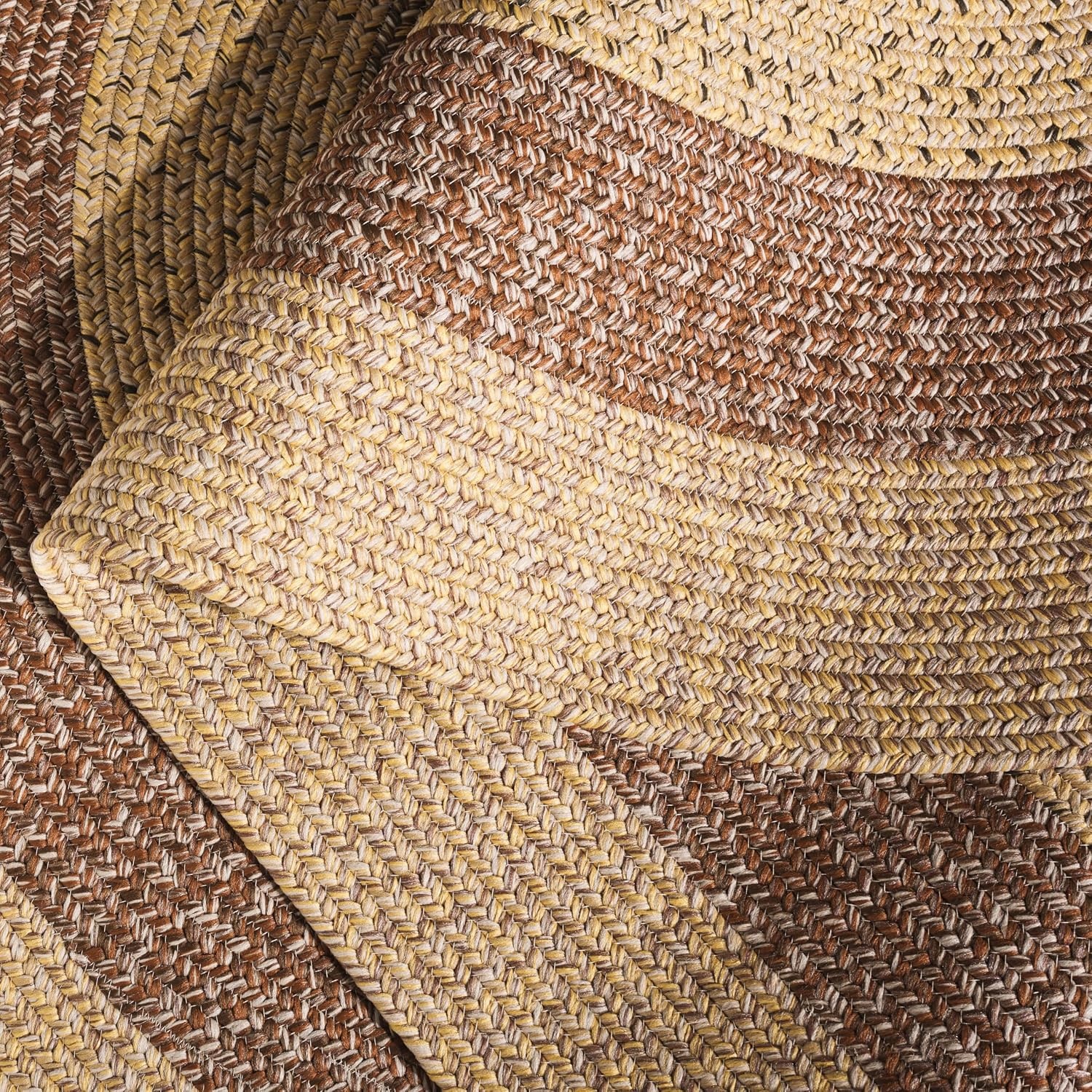 image:imageSAFAVIEH Washable Rug Outdoor Braided Collection 6 x 9 Oval Brown amp Light Brown Handmade amp Reversible NonShedding amp Easy to Clean Ideal for Patio Backyard Mudroom BRD318SBeigeBrown
