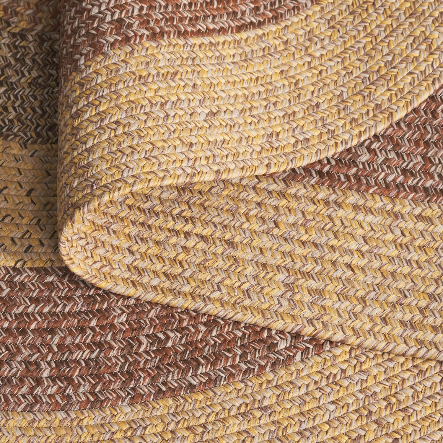 image:imageSAFAVIEH Washable Rug Outdoor Braided Collection 6 x 9 Oval Brown amp Light Brown Handmade amp Reversible NonShedding amp Easy to Clean Ideal for Patio Backyard Mudroom BRD318SBeigeBrown