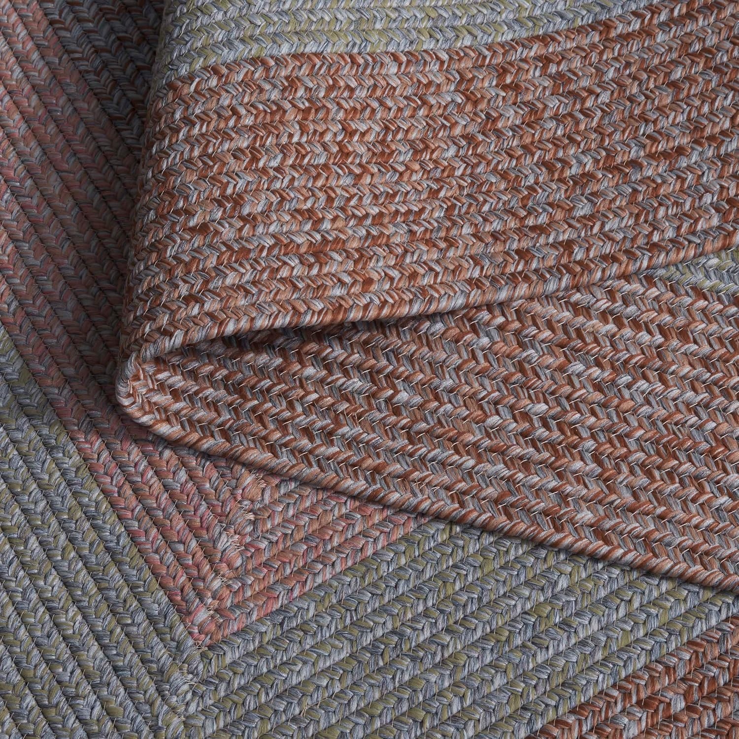image:imageSAFAVIEH Washable Rug Outdoor Braided Collection 6 x 9 Oval Brown amp Light Brown Handmade amp Reversible NonShedding amp Easy to Clean Ideal for Patio Backyard Mudroom BRD318SBrownGrey Pink