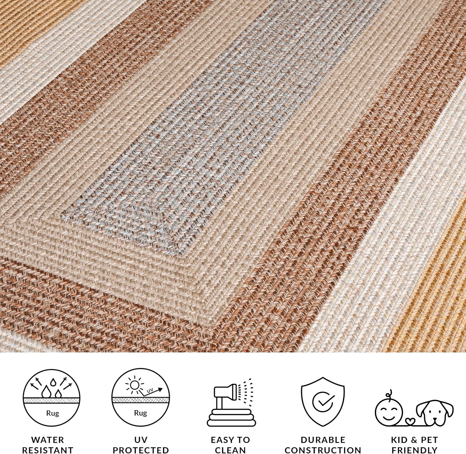 image:imageSAFAVIEH Washable Rug Outdoor Braided Collection 6 x 9 Oval Brown amp Light Brown Handmade amp Reversible NonShedding amp Easy to Clean Ideal for Patio Backyard Mudroom BRD318SBrownLight Brown