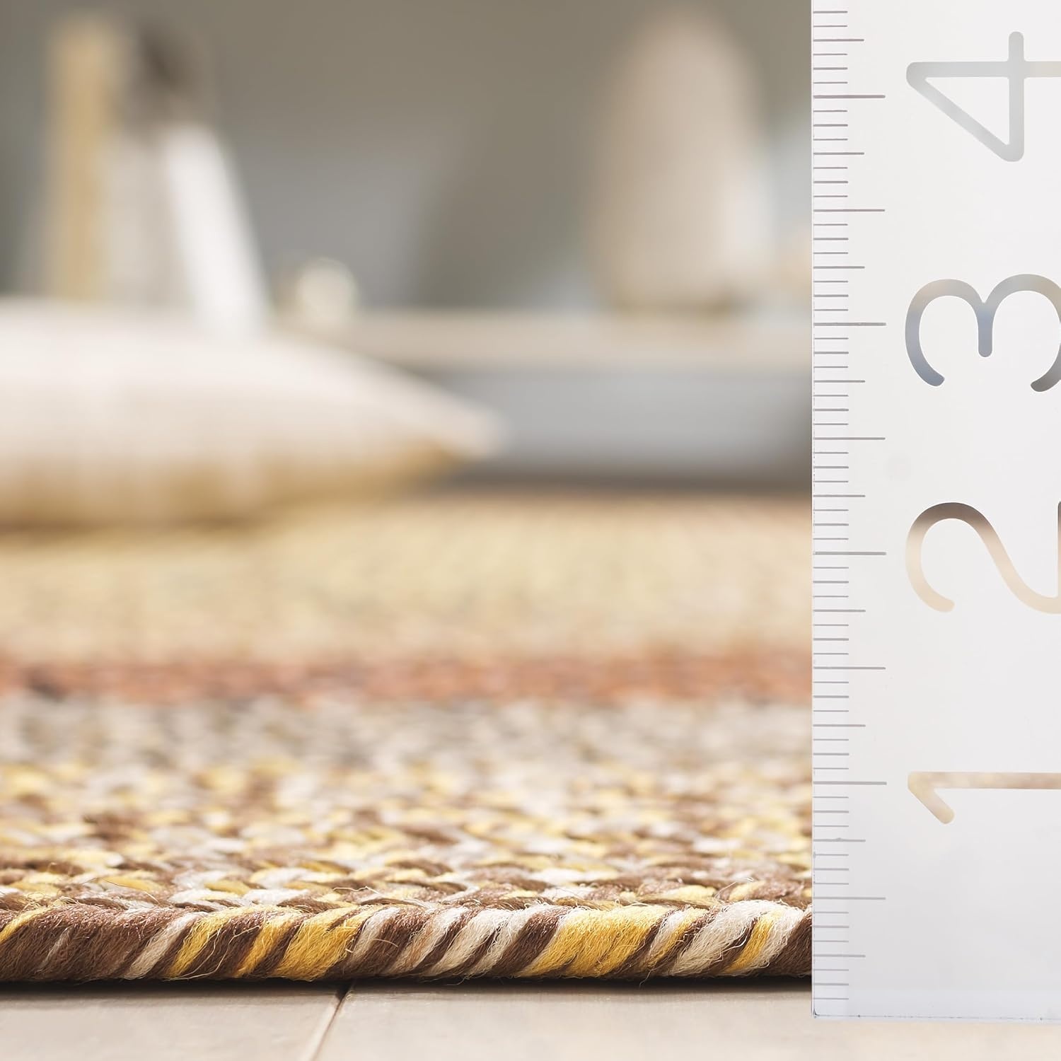 image:imageSAFAVIEH Washable Rug Outdoor Braided Collection 6 x 9 Oval Brown amp Light Brown Handmade amp Reversible NonShedding amp Easy to Clean Ideal for Patio Backyard Mudroom BRD318SBrownGold