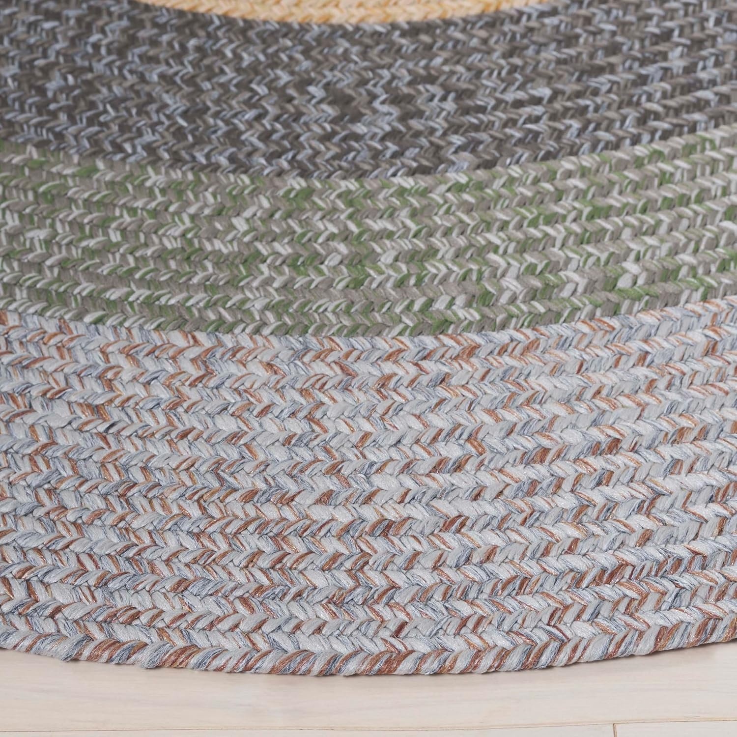 image:imageSAFAVIEH Washable Rug Outdoor Braided Collection 6 x 9 Oval Brown amp Light Brown Handmade amp Reversible NonShedding amp Easy to Clean Ideal for Patio Backyard Mudroom BRD318SGreyGreen