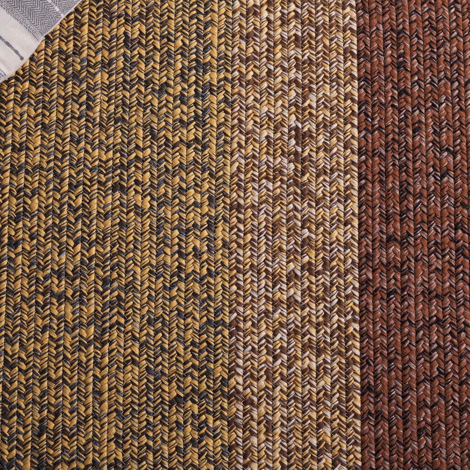 image:imageSAFAVIEH Washable Rug Outdoor Braided Collection 6 x 9 Oval Brown amp Light Brown Handmade amp Reversible NonShedding amp Easy to Clean Ideal for Patio Backyard Mudroom BRD318SBrownGold
