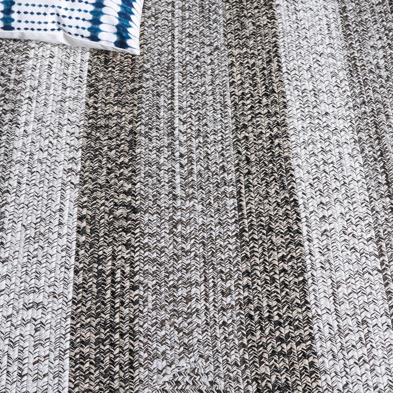 image:imageSAFAVIEH Washable Rug Outdoor Braided Collection 6 x 9 Oval Brown amp Light Brown Handmade amp Reversible NonShedding amp Easy to Clean Ideal for Patio Backyard Mudroom BRD318SIvoryBlack