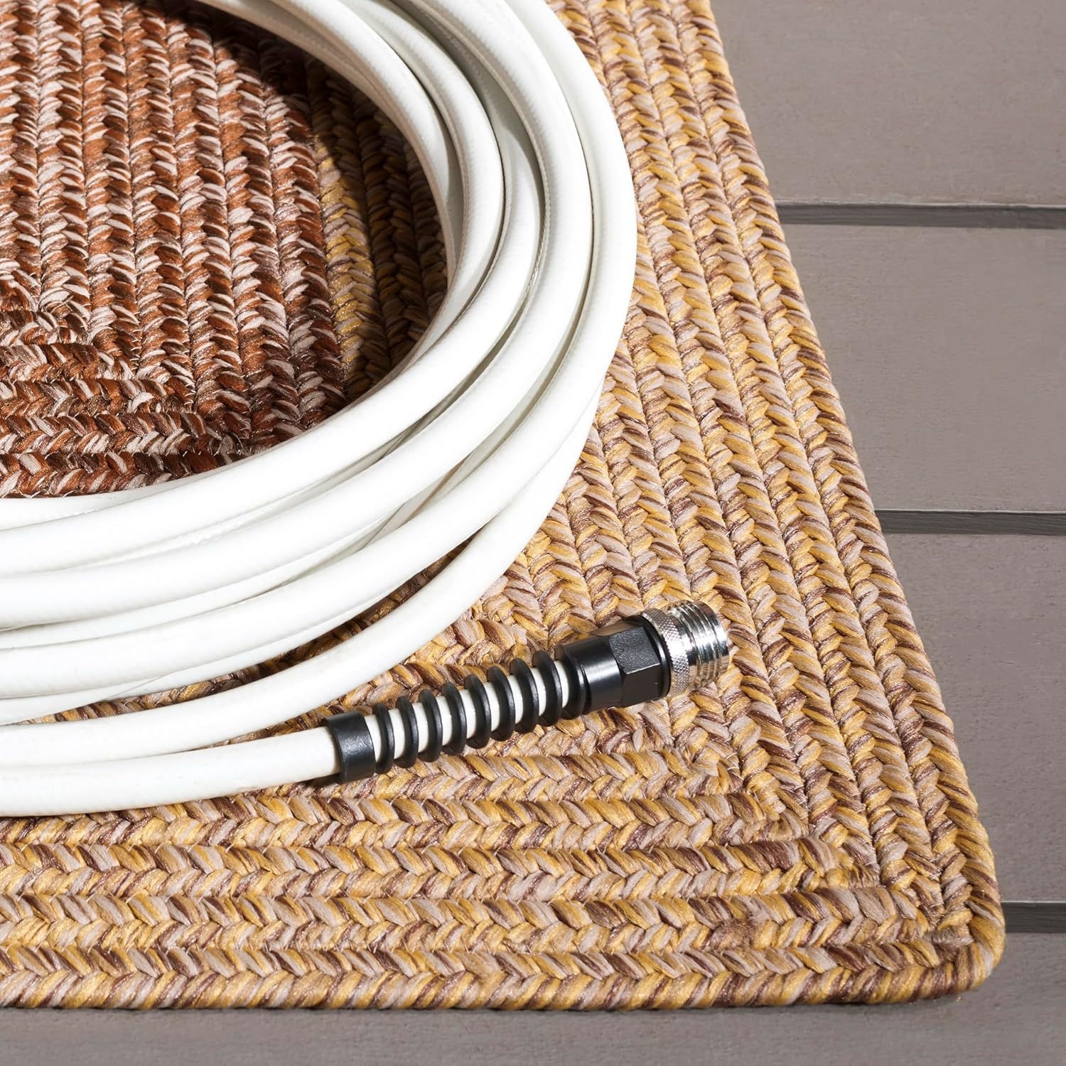 image:imageSAFAVIEH Washable Rug Outdoor Braided Collection 6 x 9 Oval Brown amp Light Brown Handmade amp Reversible NonShedding amp Easy to Clean Ideal for Patio Backyard Mudroom BRD318SBeigeBrown