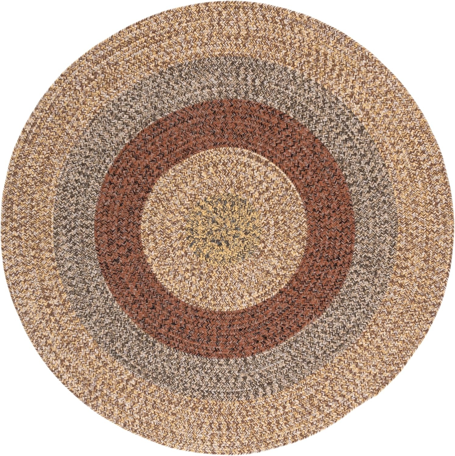 image:imageSAFAVIEH Washable Rug Outdoor Braided Collection 6 x 9 Oval Brown amp Light Brown Handmade amp Reversible NonShedding amp Easy to Clean Ideal for Patio Backyard Mudroom BRD318SBrownGold