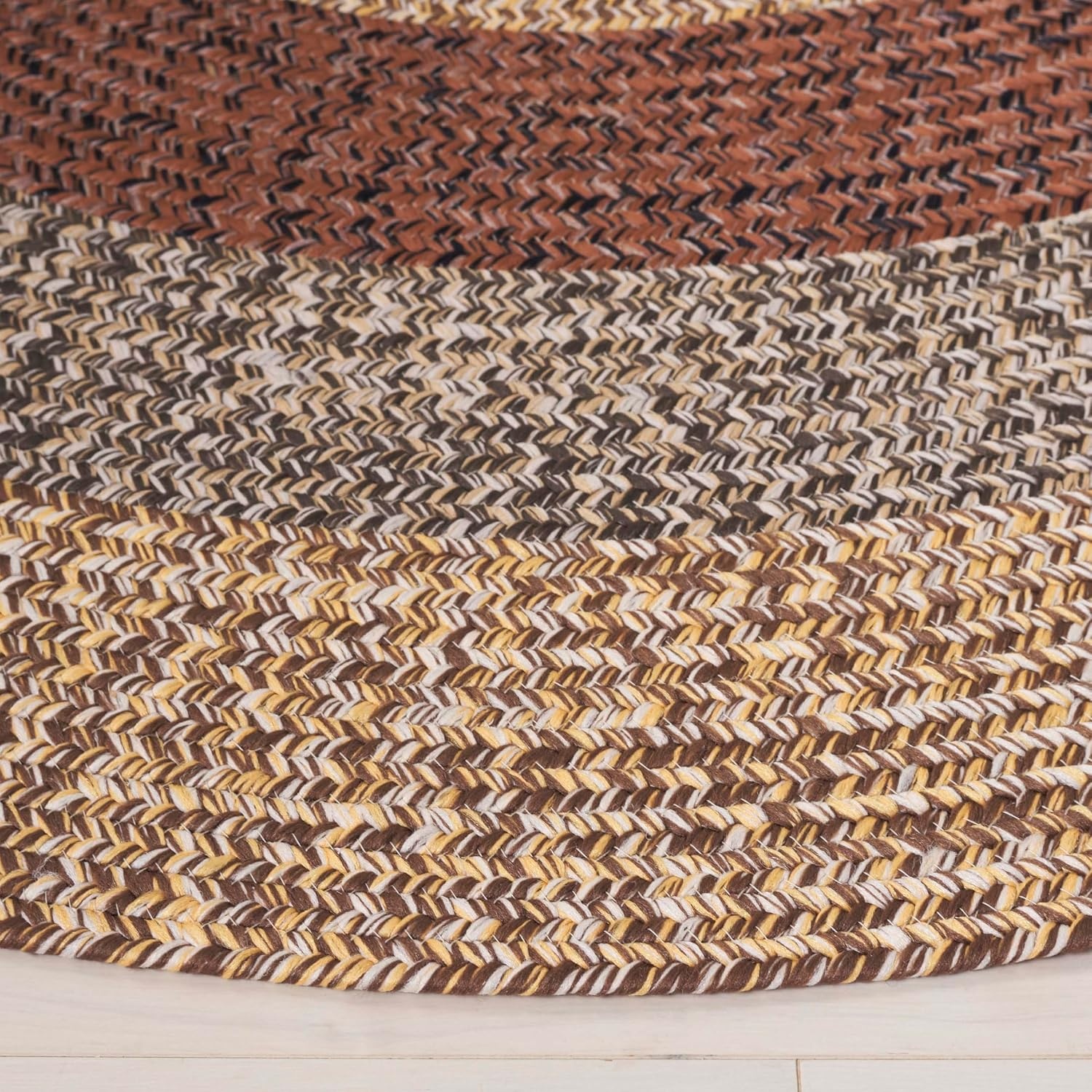 image:imageSAFAVIEH Washable Rug Outdoor Braided Collection 6 x 9 Oval Brown amp Light Brown Handmade amp Reversible NonShedding amp Easy to Clean Ideal for Patio Backyard Mudroom BRD318SBrownGold