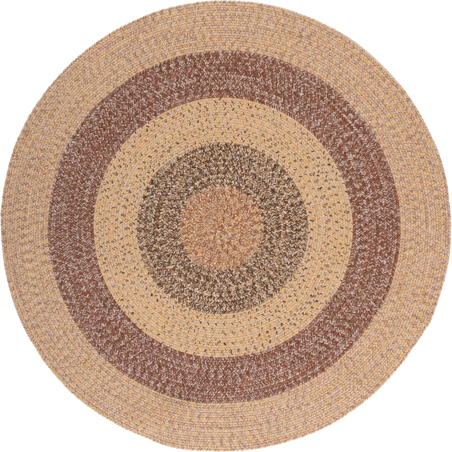 image:imageSAFAVIEH Washable Rug Outdoor Braided Collection 6 x 9 Oval Brown amp Light Brown Handmade amp Reversible NonShedding amp Easy to Clean Ideal for Patio Backyard Mudroom BRD318SBeigeBrown