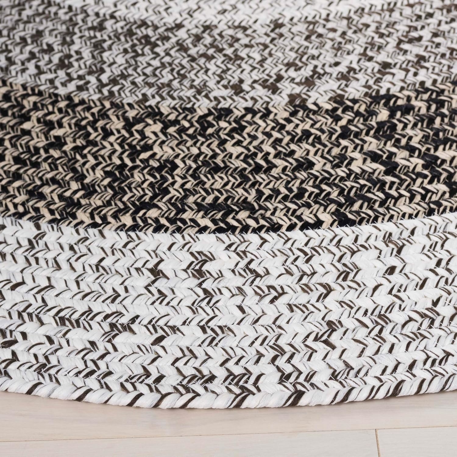 image:imageSAFAVIEH Washable Rug Outdoor Braided Collection 6 x 9 Oval Brown amp Light Brown Handmade amp Reversible NonShedding amp Easy to Clean Ideal for Patio Backyard Mudroom BRD318SIvoryBlack