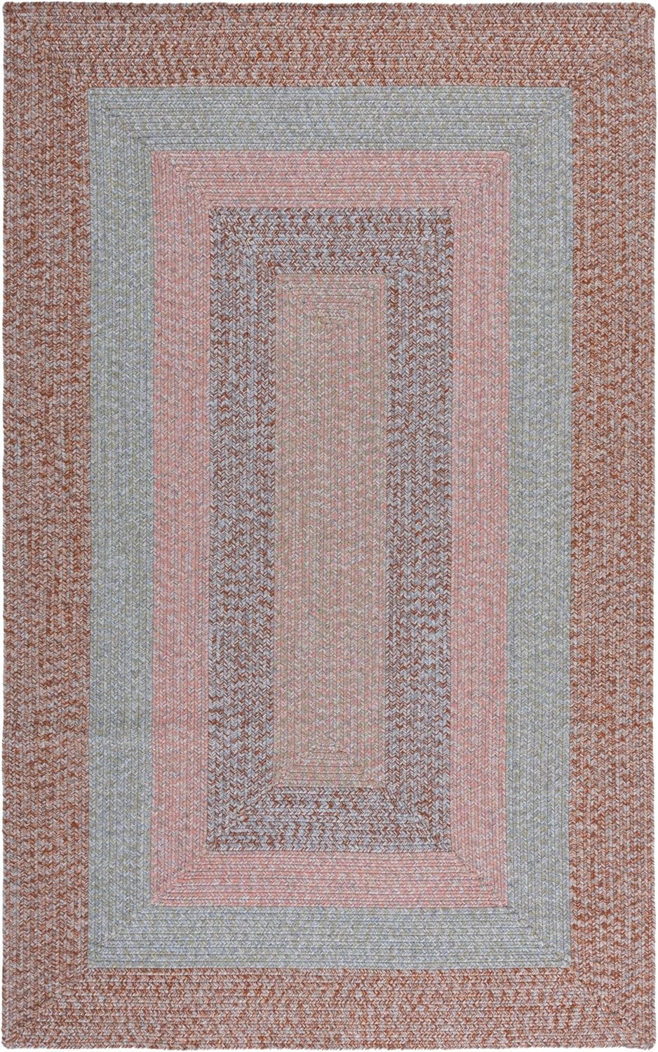 image:imageSAFAVIEH Washable Rug Outdoor Braided Collection 6 x 9 Oval Brown amp Light Brown Handmade amp Reversible NonShedding amp Easy to Clean Ideal for Patio Backyard Mudroom BRD318SBrownGrey Pink