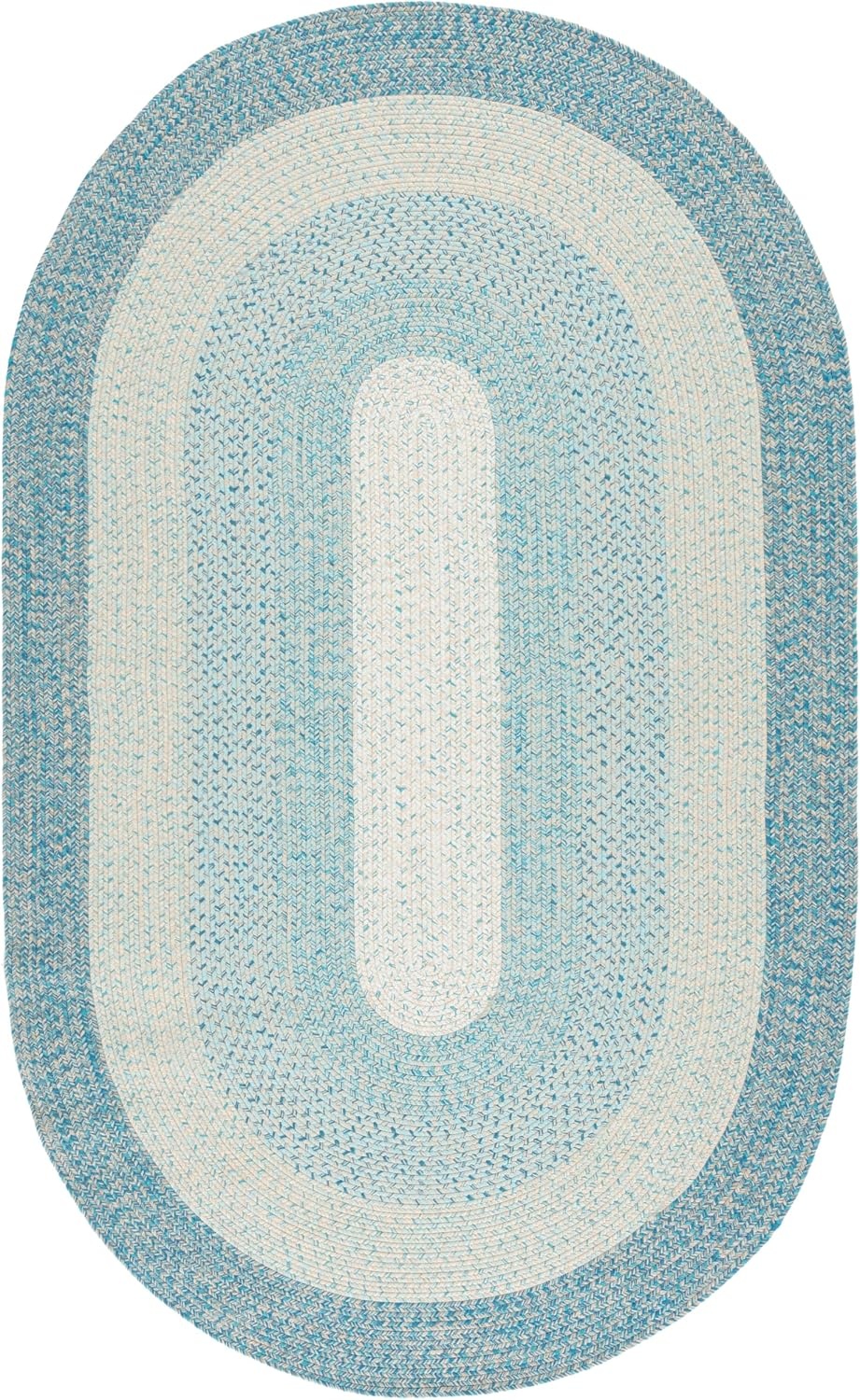 image:imageSAFAVIEH Washable Rug Outdoor Braided Collection 6 x 9 Oval Brown amp Light Brown Handmade amp Reversible NonShedding amp Easy to Clean Ideal for Patio Backyard Mudroom BRD318SBlueAqua