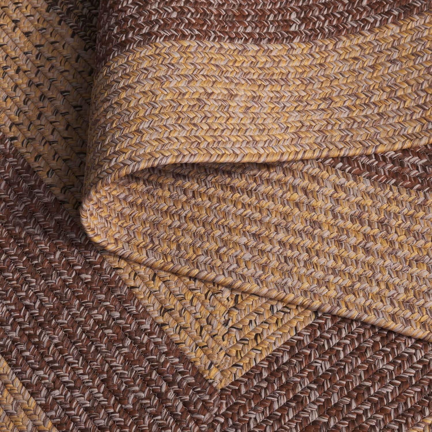 image:imageSAFAVIEH Washable Rug Outdoor Braided Collection 6 x 9 Oval Brown amp Light Brown Handmade amp Reversible NonShedding amp Easy to Clean Ideal for Patio Backyard Mudroom BRD318SBeigeBrown