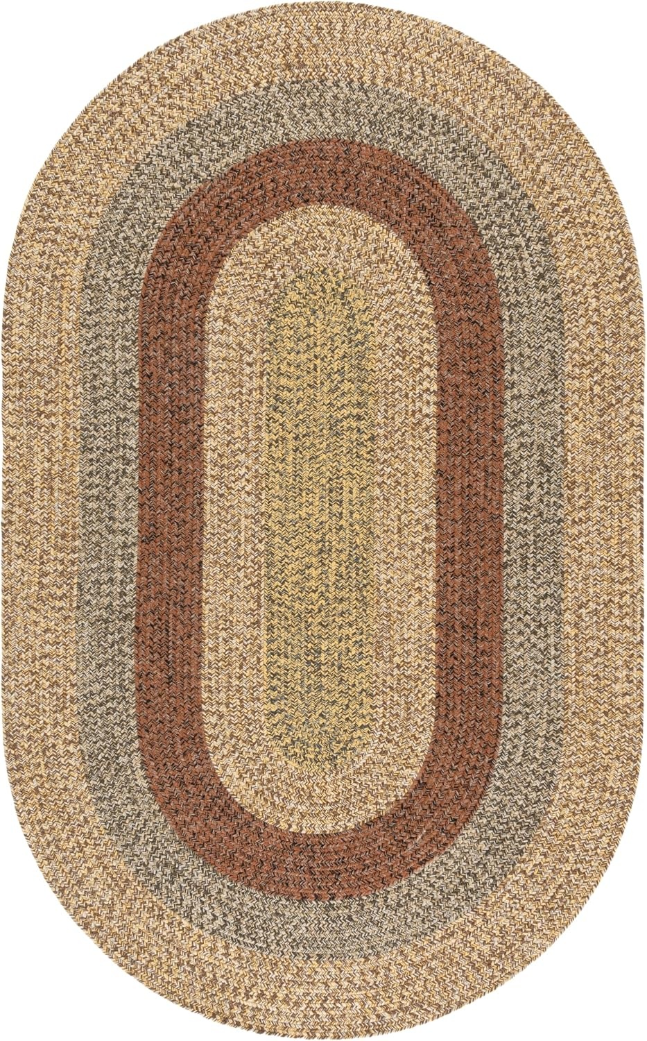 image:imageSAFAVIEH Washable Rug Outdoor Braided Collection 6 x 9 Oval Brown amp Light Brown Handmade amp Reversible NonShedding amp Easy to Clean Ideal for Patio Backyard Mudroom BRD318SBrownGold