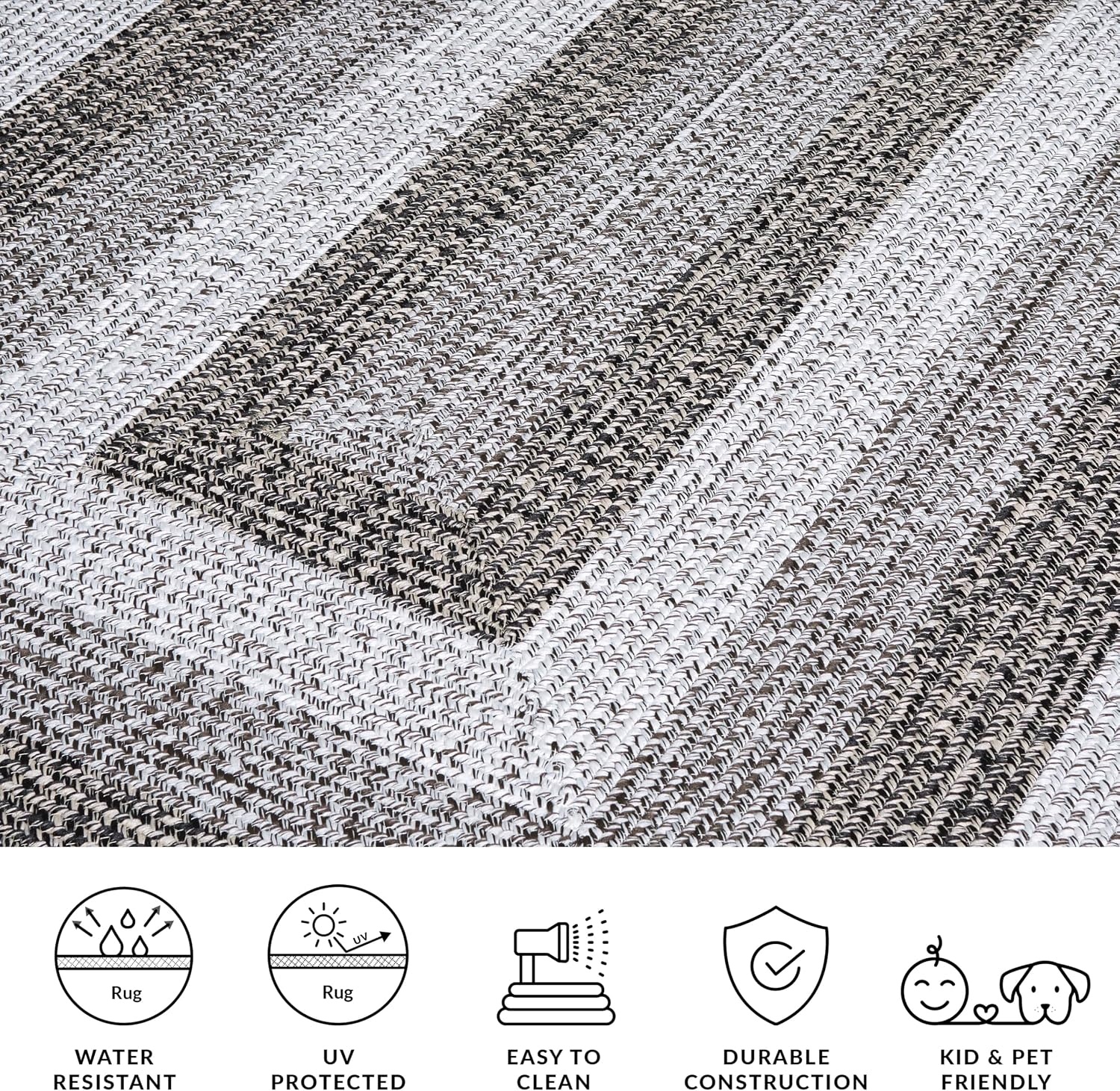 image:imageSAFAVIEH Washable Rug Outdoor Braided Collection 6 x 9 Oval Brown amp Light Brown Handmade amp Reversible NonShedding amp Easy to Clean Ideal for Patio Backyard Mudroom BRD318SIvoryBlack