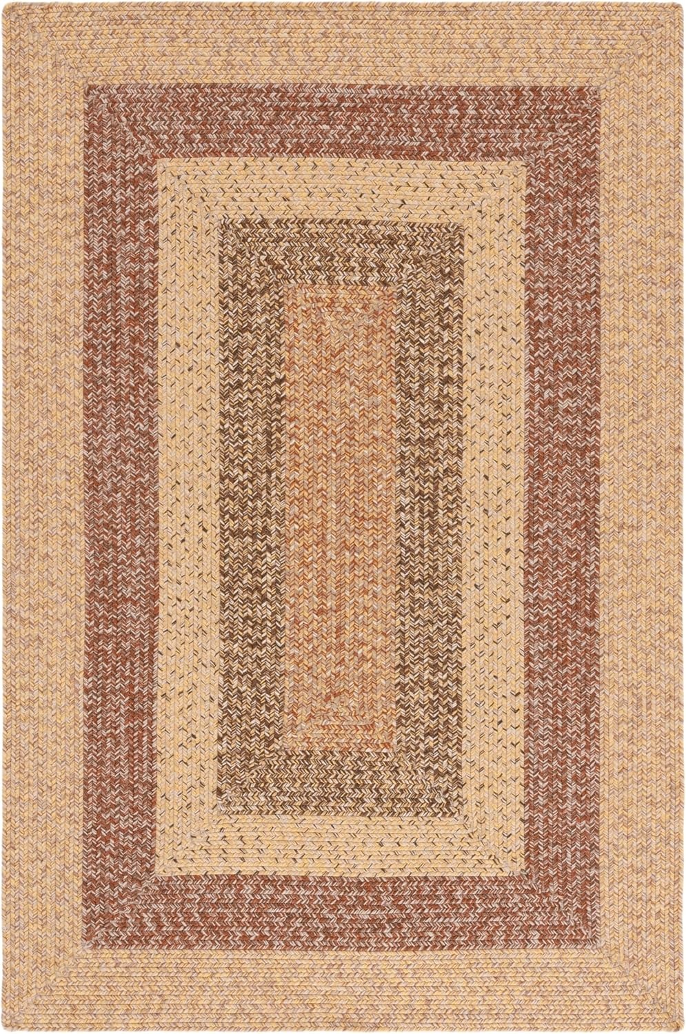 image:imageSAFAVIEH Washable Rug Outdoor Braided Collection 6 x 9 Oval Brown amp Light Brown Handmade amp Reversible NonShedding amp Easy to Clean Ideal for Patio Backyard Mudroom BRD318SBeigeBrown