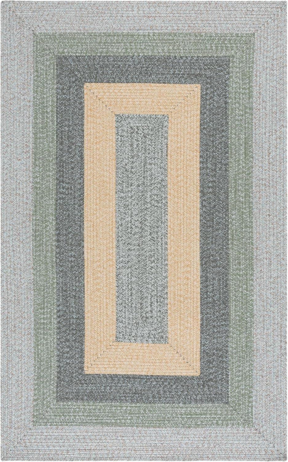 image:imageSAFAVIEH Washable Rug Outdoor Braided Collection 6 x 9 Oval Brown amp Light Brown Handmade amp Reversible NonShedding amp Easy to Clean Ideal for Patio Backyard Mudroom BRD318SGreyGreen