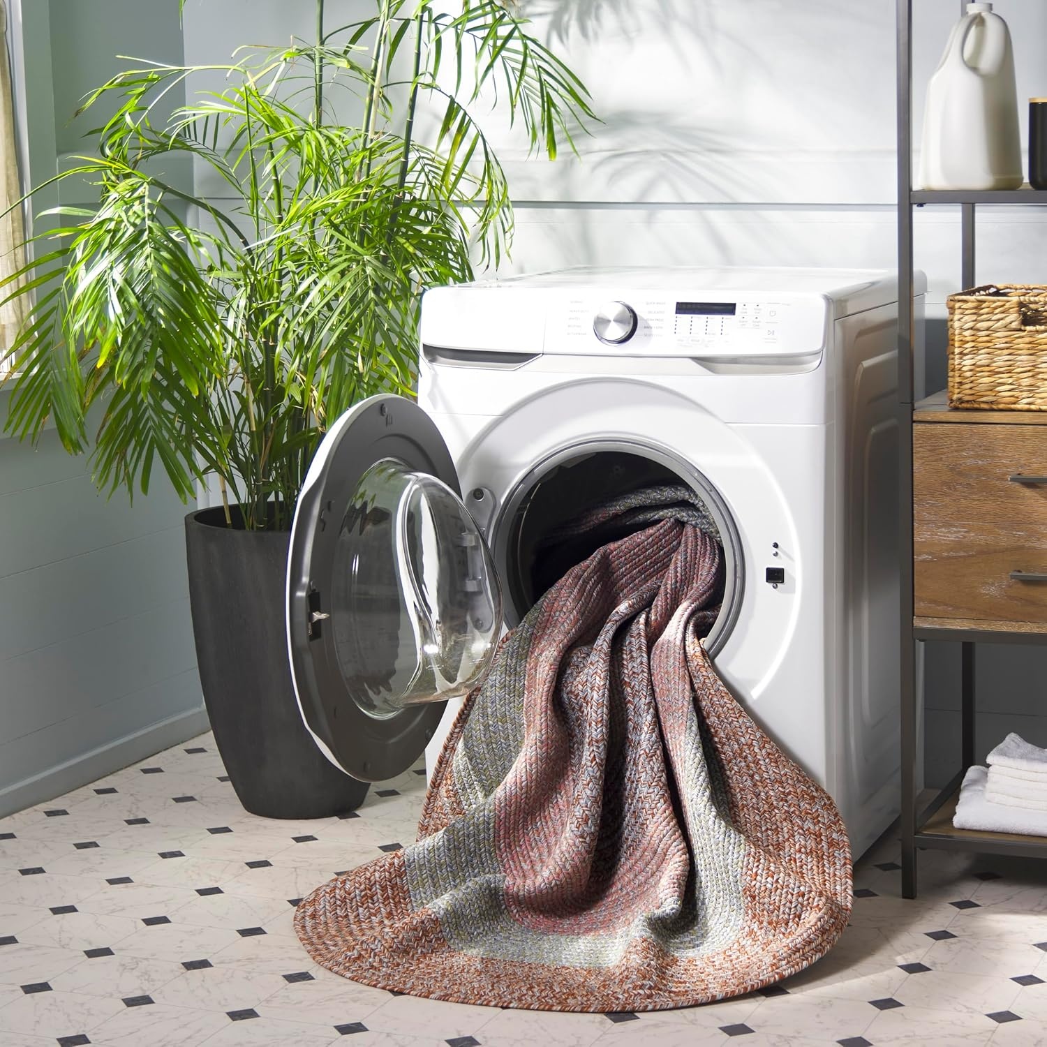 image:imageSAFAVIEH Washable Rug Outdoor Braided Collection 6 x 9 Oval Brown amp Light Brown Handmade amp Reversible NonShedding amp Easy to Clean Ideal for Patio Backyard Mudroom BRD318SBrownGrey Pink