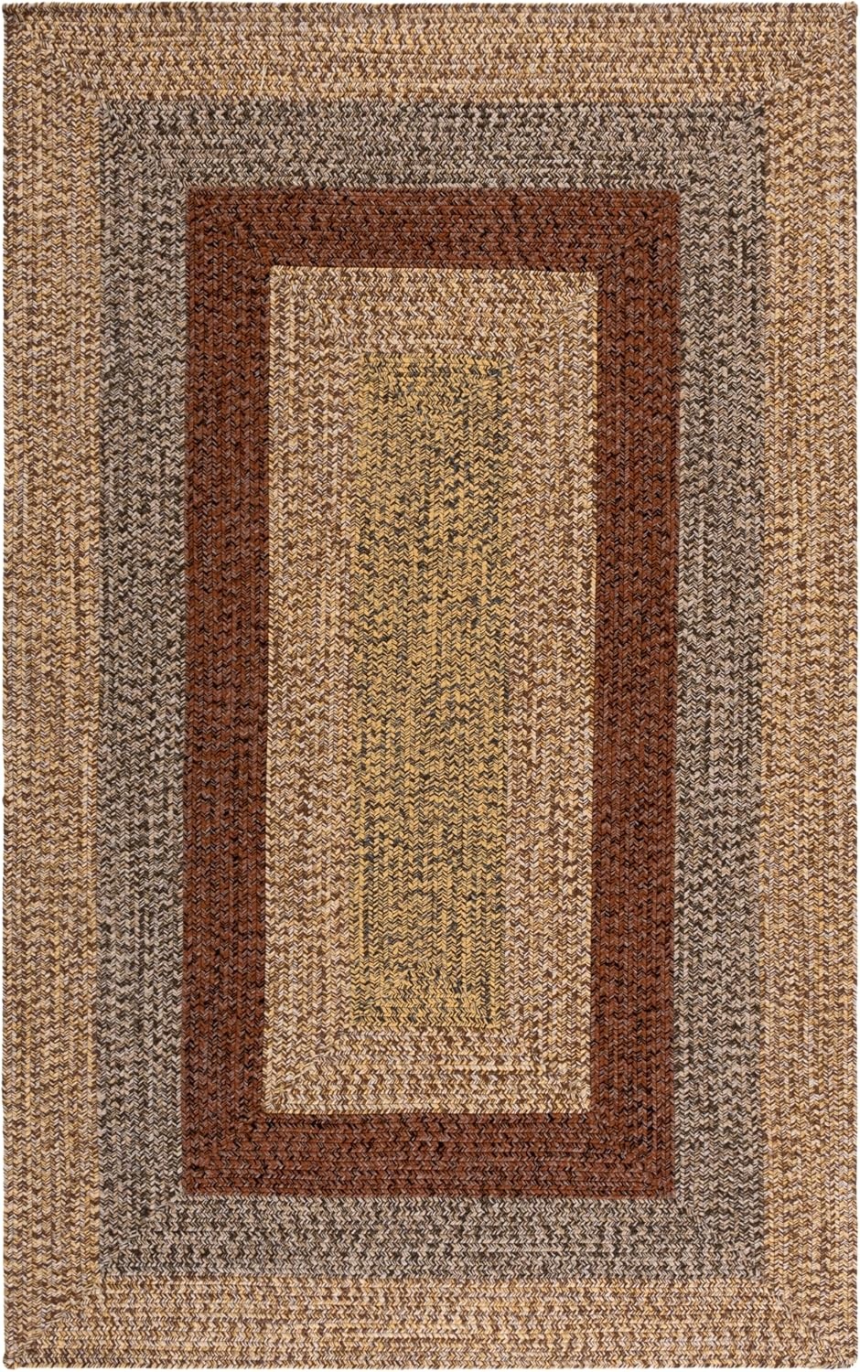 image:imageSAFAVIEH Washable Rug Outdoor Braided Collection 6 x 9 Oval Brown amp Light Brown Handmade amp Reversible NonShedding amp Easy to Clean Ideal for Patio Backyard Mudroom BRD318SBrownGold