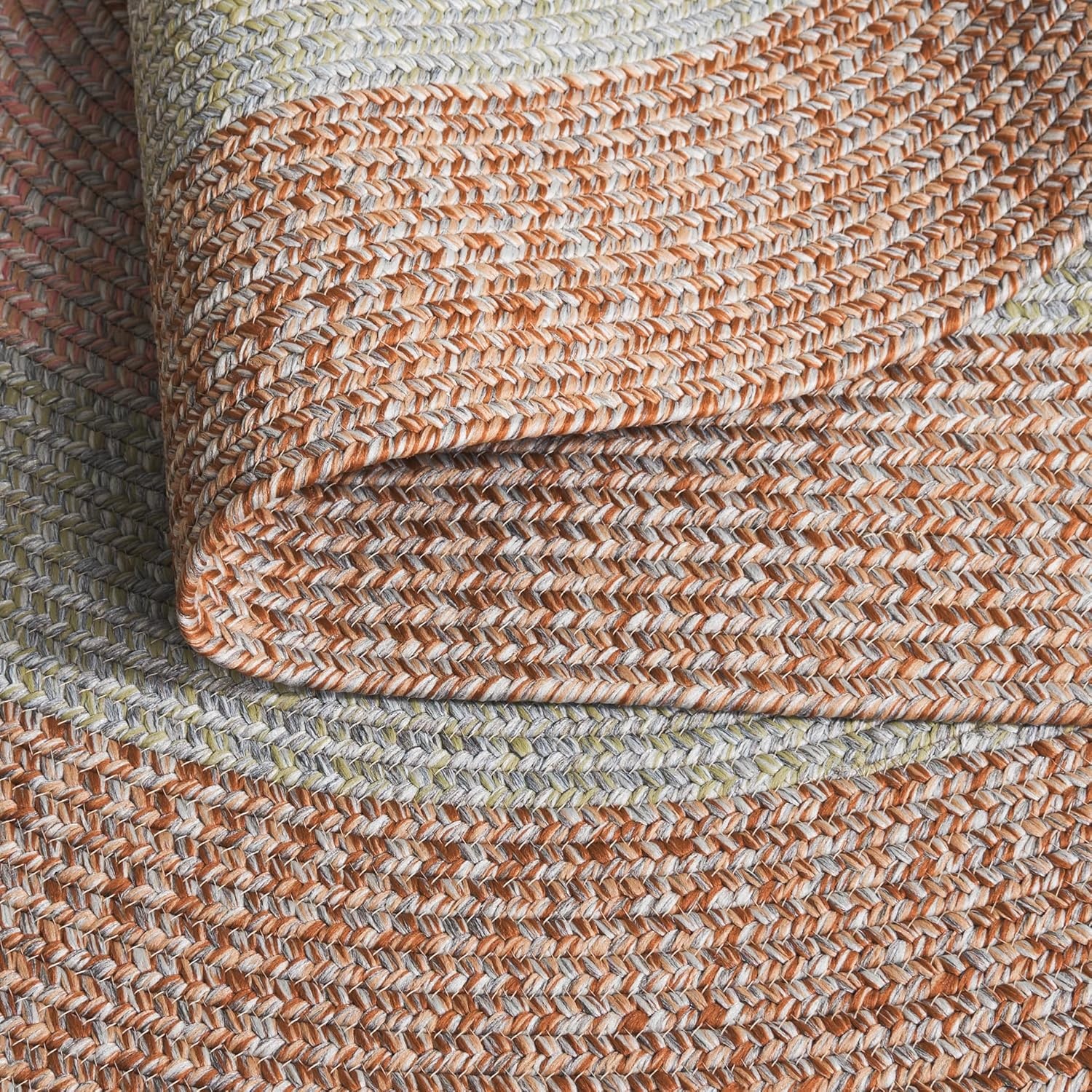 image:imageSAFAVIEH Washable Rug Outdoor Braided Collection 6 x 9 Oval Brown amp Light Brown Handmade amp Reversible NonShedding amp Easy to Clean Ideal for Patio Backyard Mudroom BRD318SBrownGrey Pink