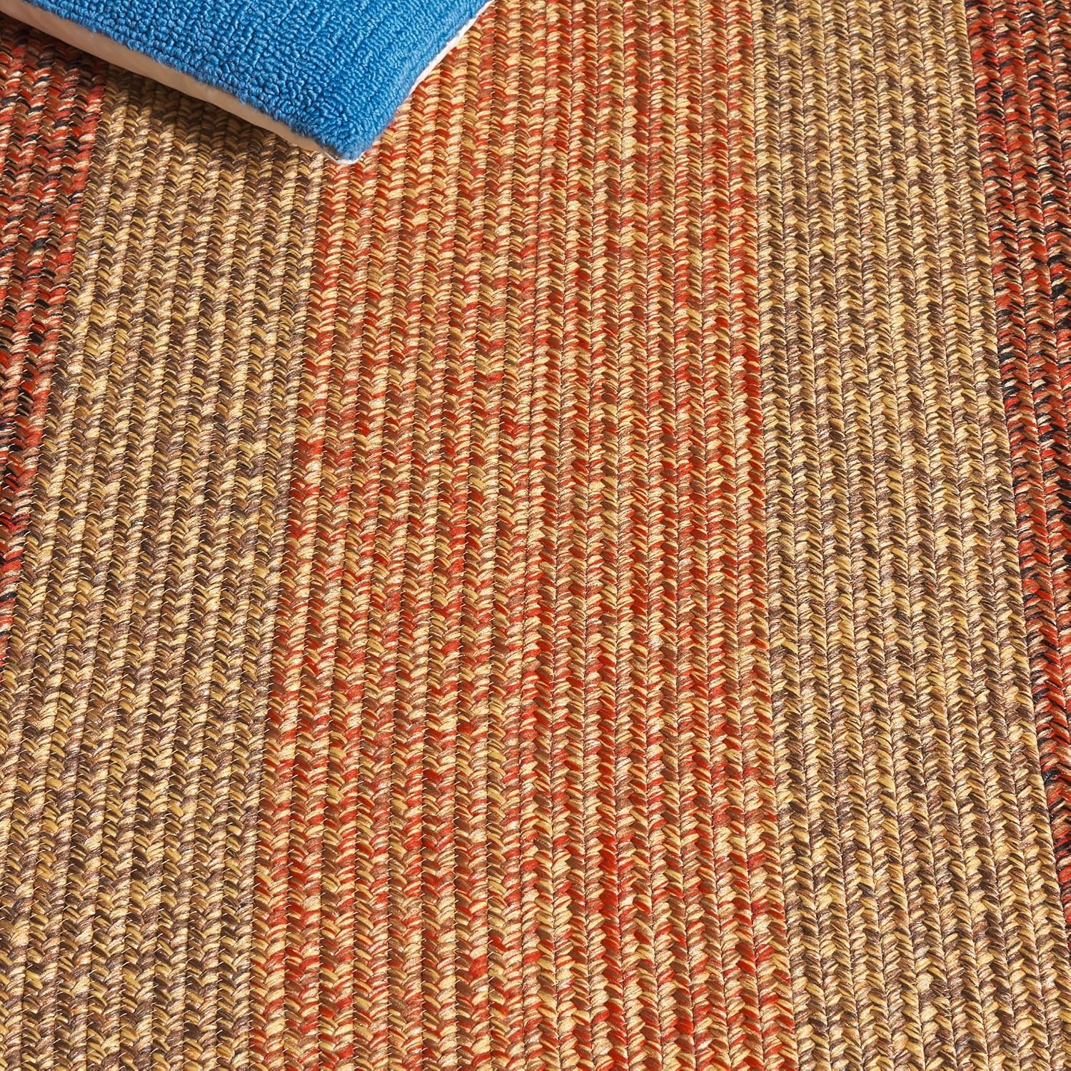image:imageSAFAVIEH Washable Rug Outdoor Braided Collection 6 x 9 Oval Brown amp Light Brown Handmade amp Reversible NonShedding amp Easy to Clean Ideal for Patio Backyard Mudroom BRD318SRustRed