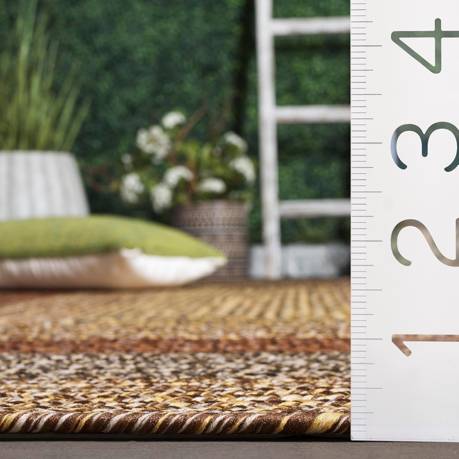 image:imageSAFAVIEH Washable Rug Outdoor Braided Collection 6 x 9 Oval Brown amp Light Brown Handmade amp Reversible NonShedding amp Easy to Clean Ideal for Patio Backyard Mudroom BRD318SBrownGold