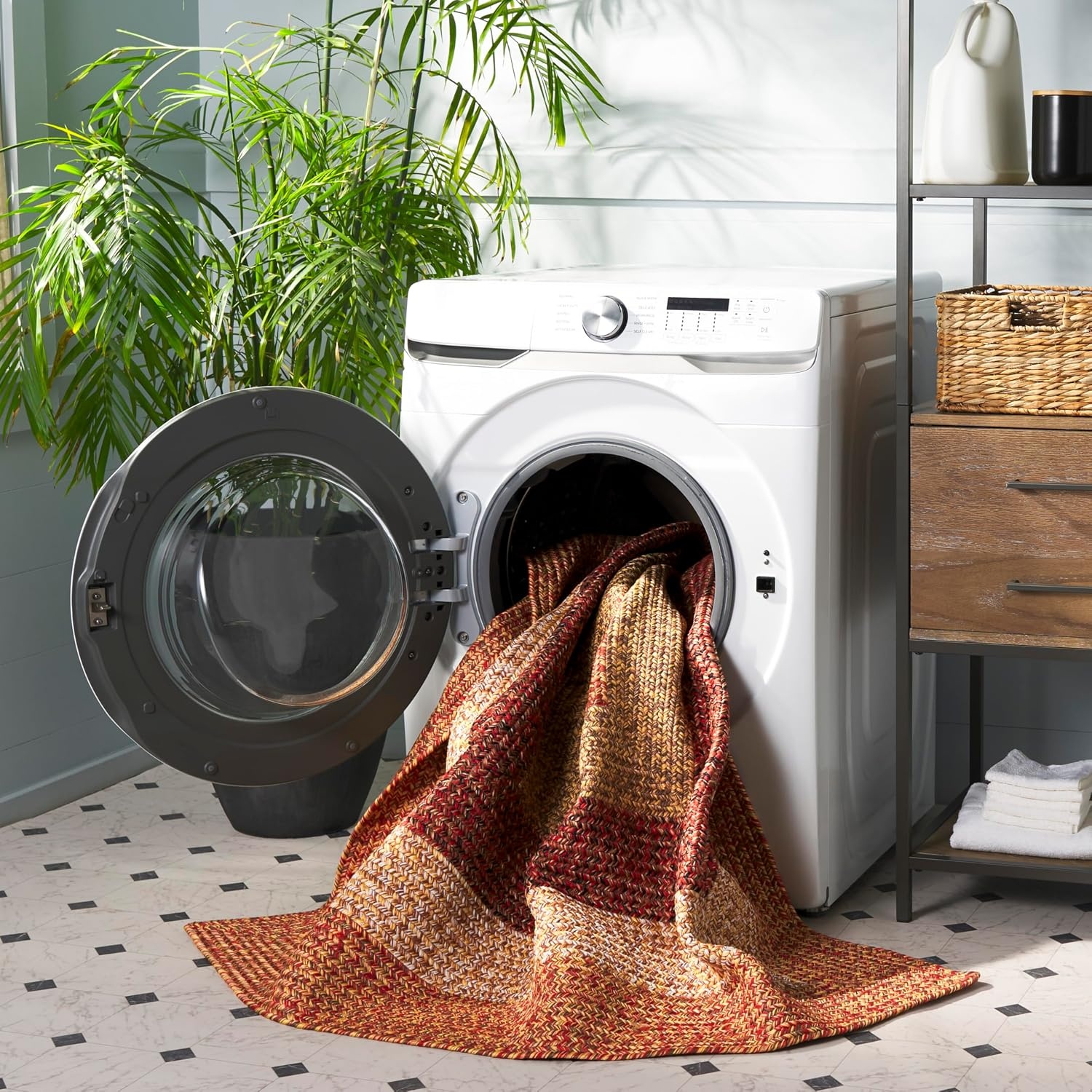 image:imageSAFAVIEH Washable Rug Outdoor Braided Collection 6 x 9 Oval Brown amp Light Brown Handmade amp Reversible NonShedding amp Easy to Clean Ideal for Patio Backyard Mudroom BRD318SRustRed