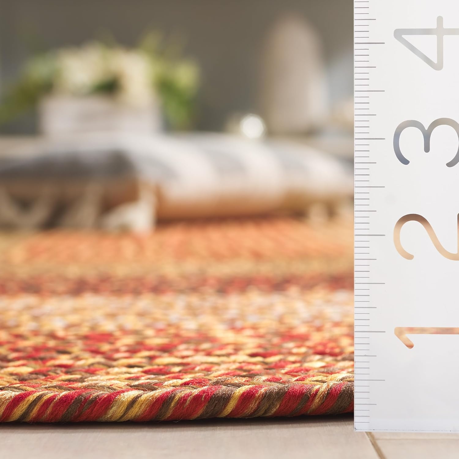 image:imageSAFAVIEH Washable Rug Outdoor Braided Collection 6 x 9 Oval Brown amp Light Brown Handmade amp Reversible NonShedding amp Easy to Clean Ideal for Patio Backyard Mudroom BRD318SRustRed