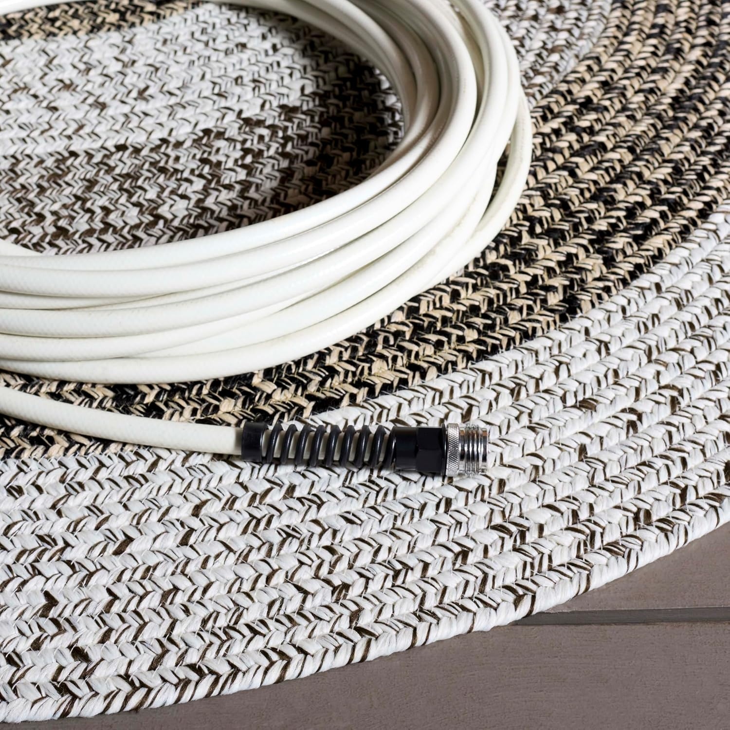 image:imageSAFAVIEH Washable Rug Outdoor Braided Collection 6 x 9 Oval Brown amp Light Brown Handmade amp Reversible NonShedding amp Easy to Clean Ideal for Patio Backyard Mudroom BRD318SIvoryBlack