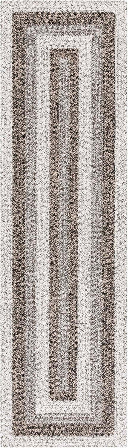 image:imageSAFAVIEH Washable Rug Outdoor Braided Collection 6 x 9 Oval Brown amp Light Brown Handmade amp Reversible NonShedding amp Easy to Clean Ideal for Patio Backyard Mudroom BRD318SIvoryBlack