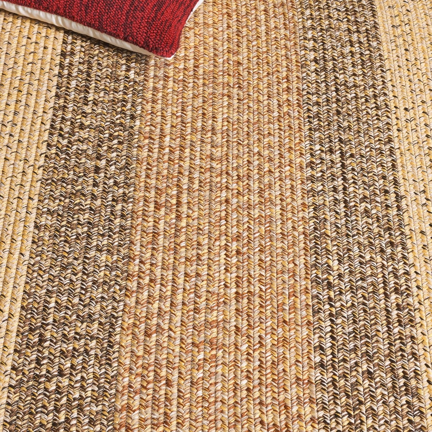 image:imageSAFAVIEH Washable Rug Outdoor Braided Collection 6 x 9 Oval Brown amp Light Brown Handmade amp Reversible NonShedding amp Easy to Clean Ideal for Patio Backyard Mudroom BRD318SBeigeBrown