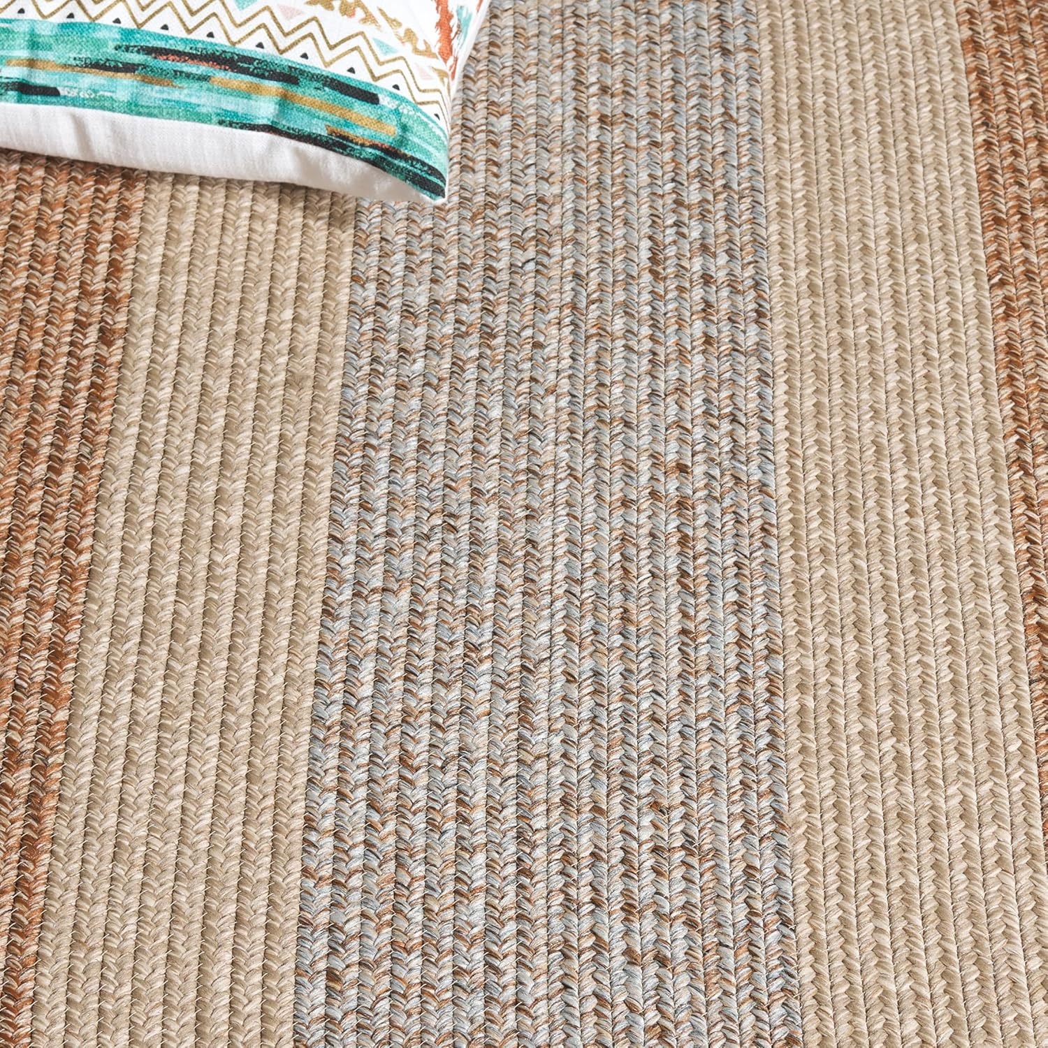 image:imageSAFAVIEH Washable Rug Outdoor Braided Collection 6 x 9 Oval Brown amp Light Brown Handmade amp Reversible NonShedding amp Easy to Clean Ideal for Patio Backyard Mudroom BRD318SBrownLight Brown