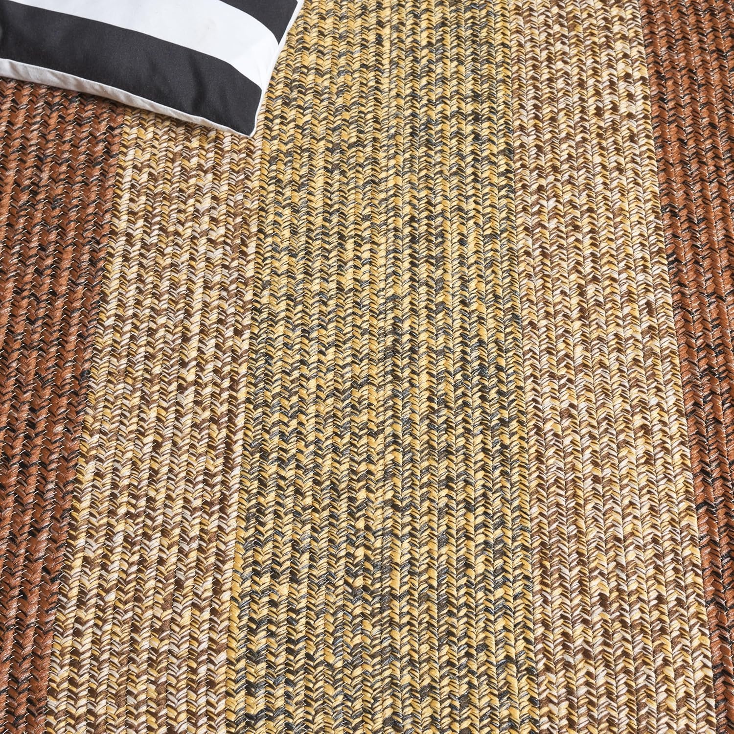 image:imageSAFAVIEH Washable Rug Outdoor Braided Collection 6 x 9 Oval Brown amp Light Brown Handmade amp Reversible NonShedding amp Easy to Clean Ideal for Patio Backyard Mudroom BRD318SBrownGold