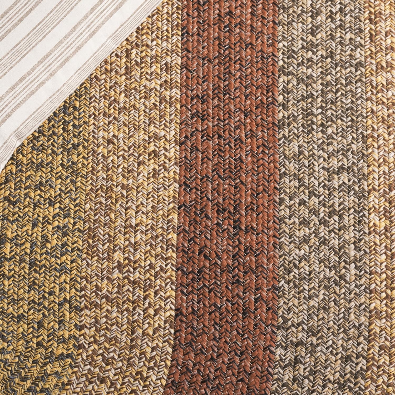 image:imageSAFAVIEH Washable Rug Outdoor Braided Collection 6 x 9 Oval Brown amp Light Brown Handmade amp Reversible NonShedding amp Easy to Clean Ideal for Patio Backyard Mudroom BRD318SBrownGold