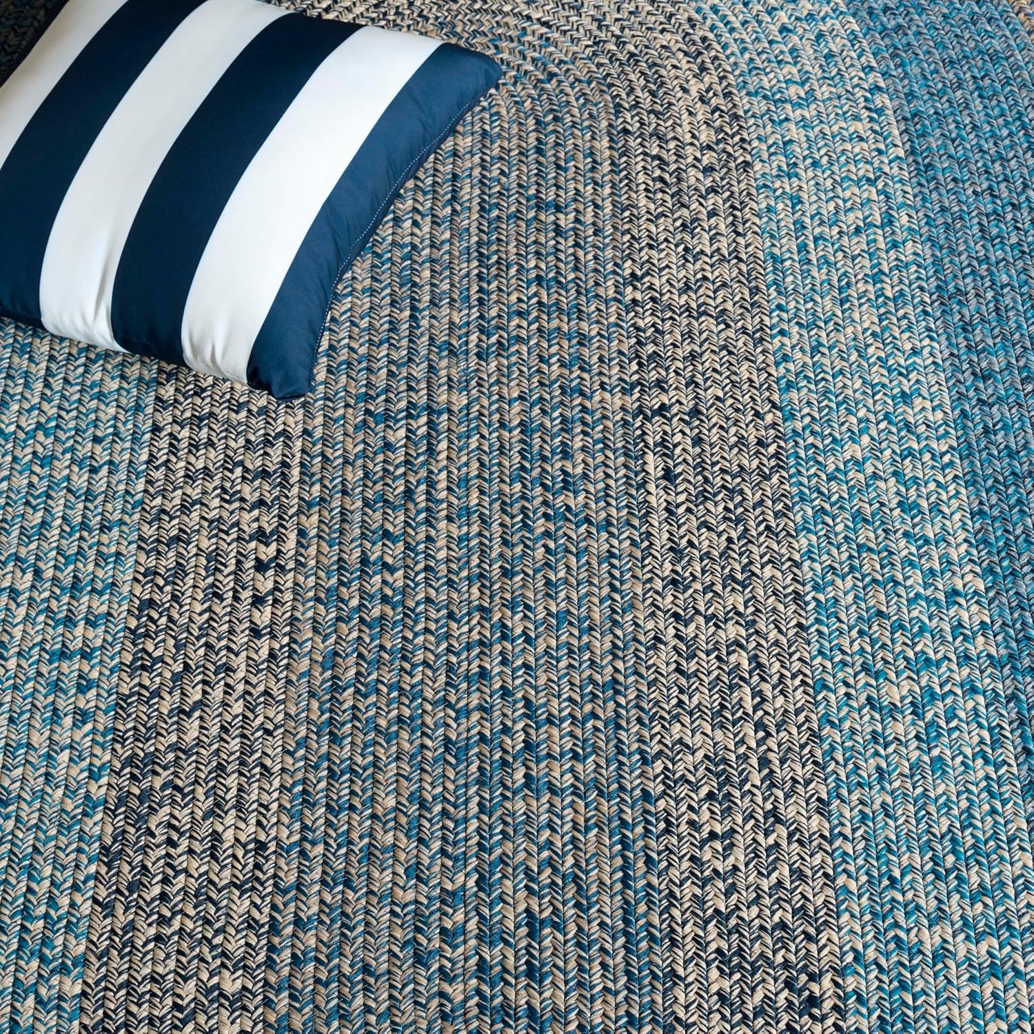 image:imageSAFAVIEH Washable Rug Outdoor Braided Collection 6 x 9 Oval Brown amp Light Brown Handmade amp Reversible NonShedding amp Easy to Clean Ideal for Patio Backyard Mudroom BRD318SNavyBlue