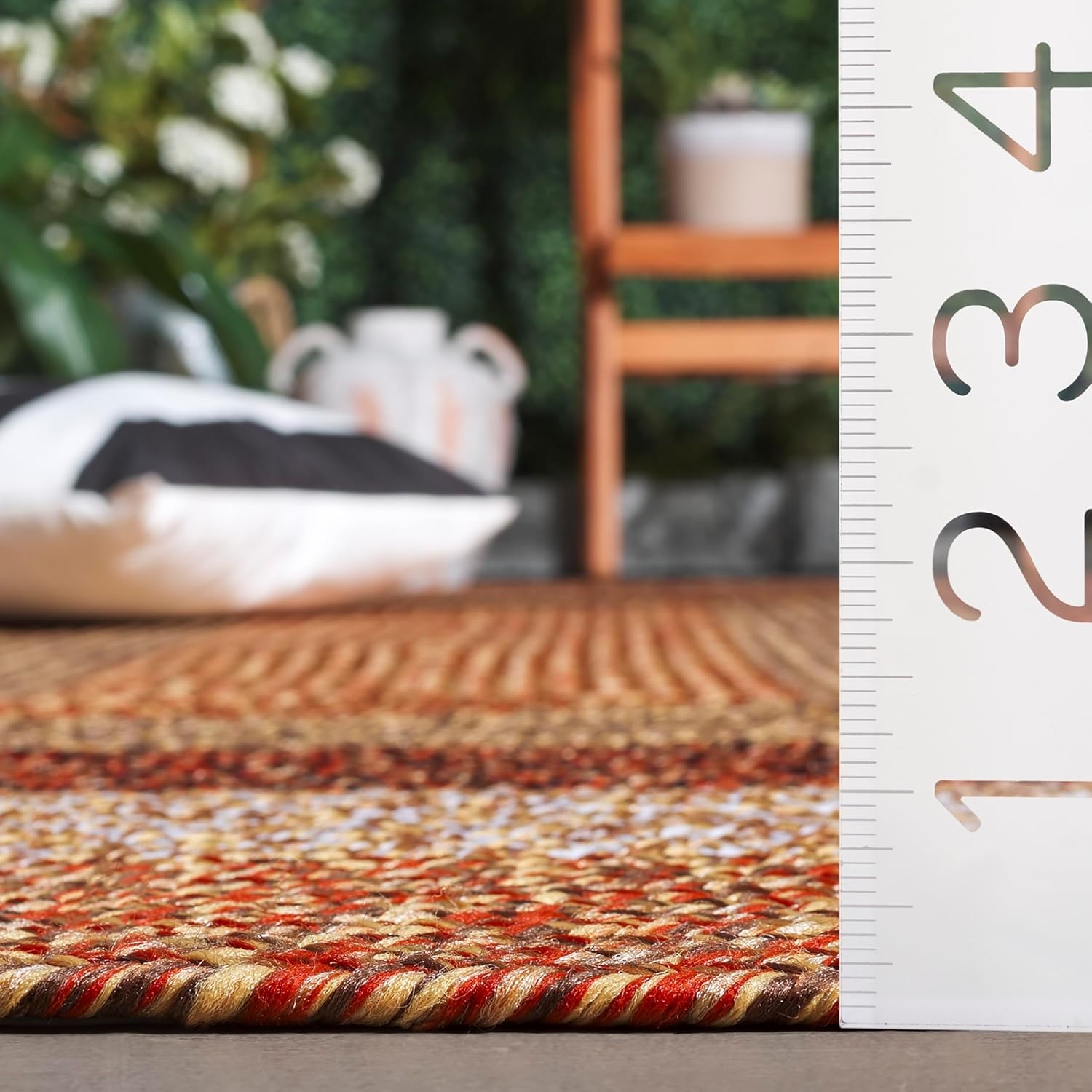 image:imageSAFAVIEH Washable Rug Outdoor Braided Collection 6 x 9 Oval Brown amp Light Brown Handmade amp Reversible NonShedding amp Easy to Clean Ideal for Patio Backyard Mudroom BRD318SRustRed