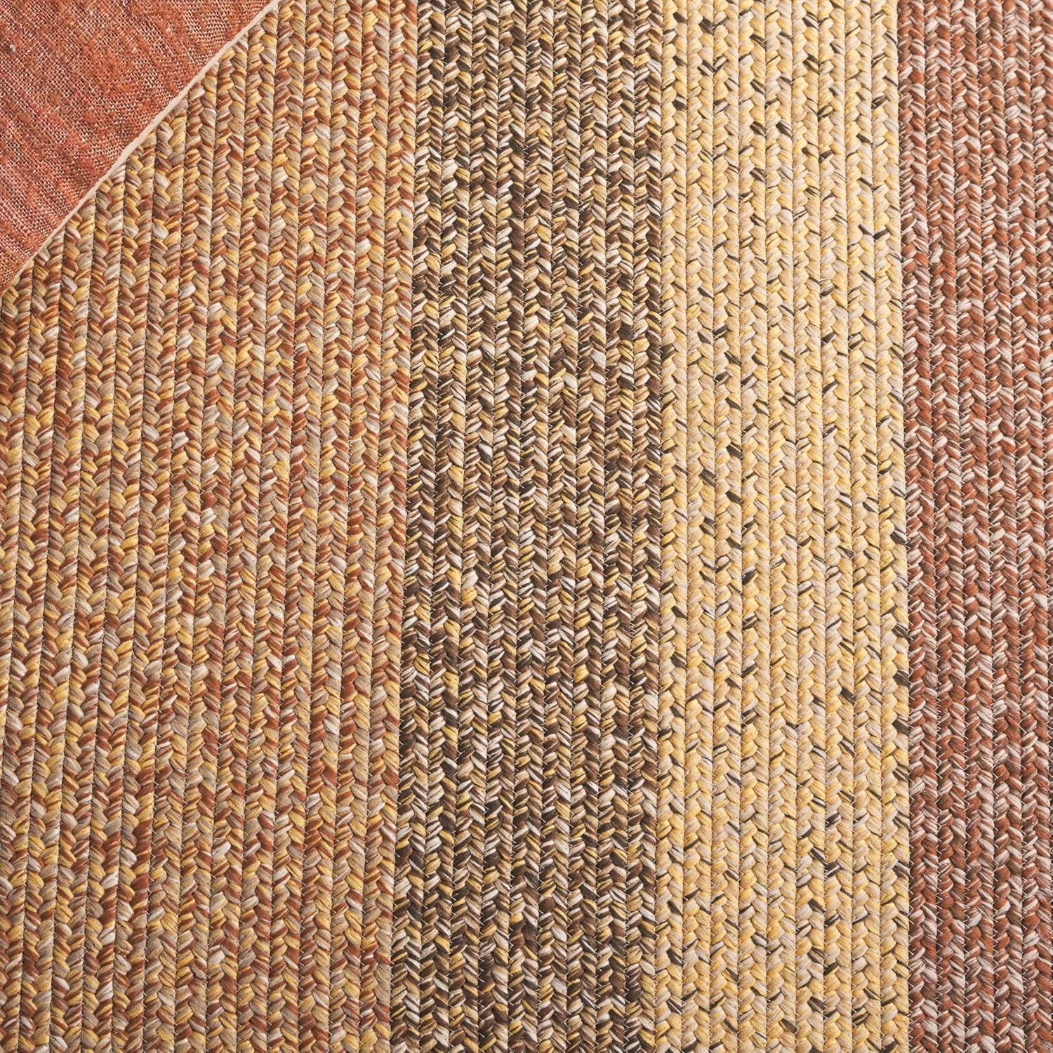 image:imageSAFAVIEH Washable Rug Outdoor Braided Collection 6 x 9 Oval Brown amp Light Brown Handmade amp Reversible NonShedding amp Easy to Clean Ideal for Patio Backyard Mudroom BRD318SBeigeBrown