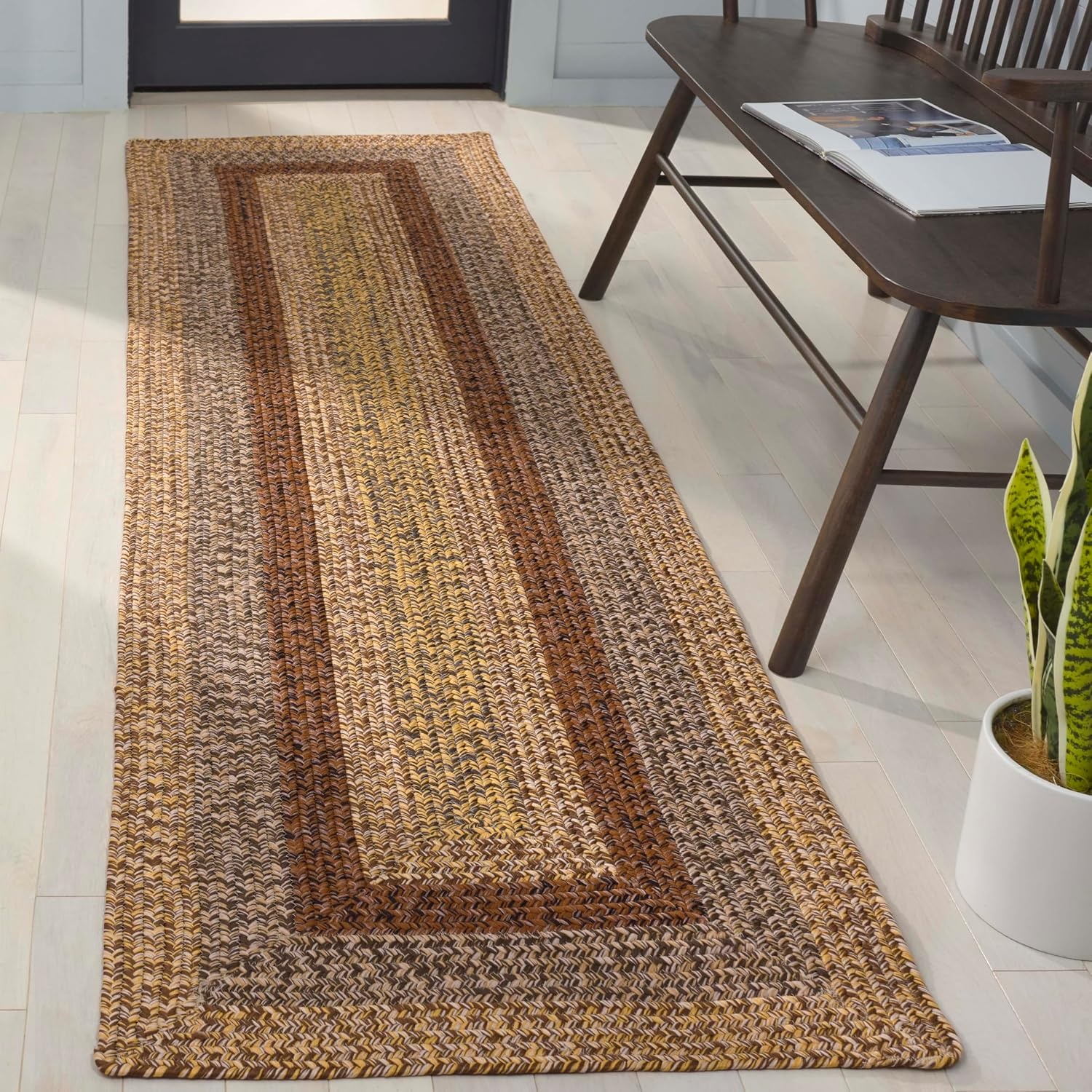 image:imageSAFAVIEH Washable Rug Outdoor Braided Collection 6 x 9 Oval Brown amp Light Brown Handmade amp Reversible NonShedding amp Easy to Clean Ideal for Patio Backyard Mudroom BRD318SBrownGold