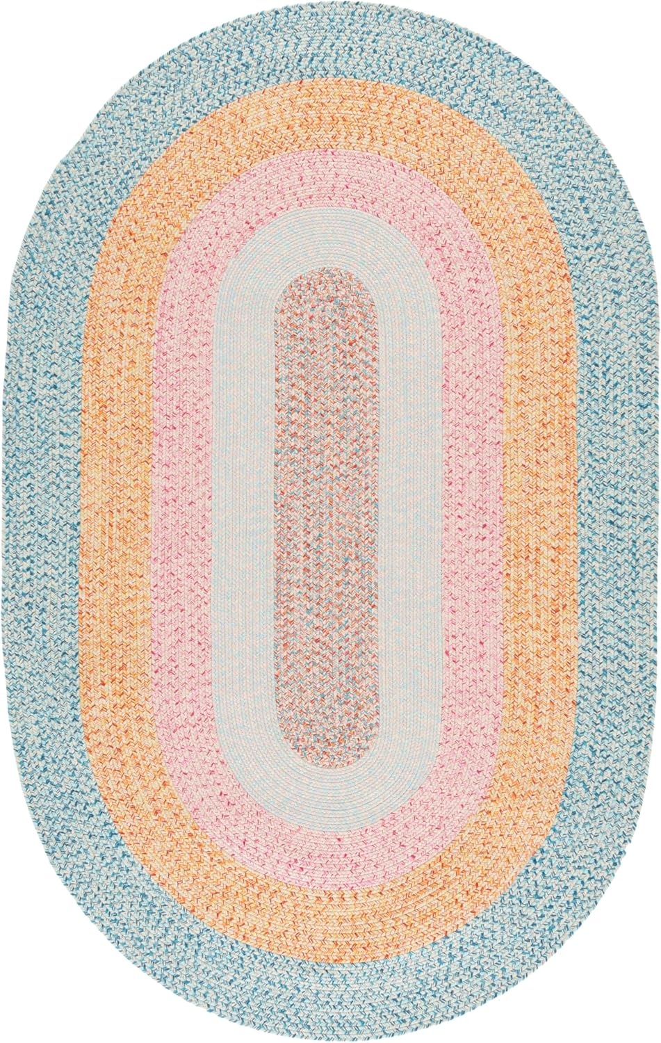 image:imageSAFAVIEH Washable Rug Outdoor Braided Collection 6 x 9 Oval Brown amp Light Brown Handmade amp Reversible NonShedding amp Easy to Clean Ideal for Patio Backyard Mudroom BRD318SAquaPink
