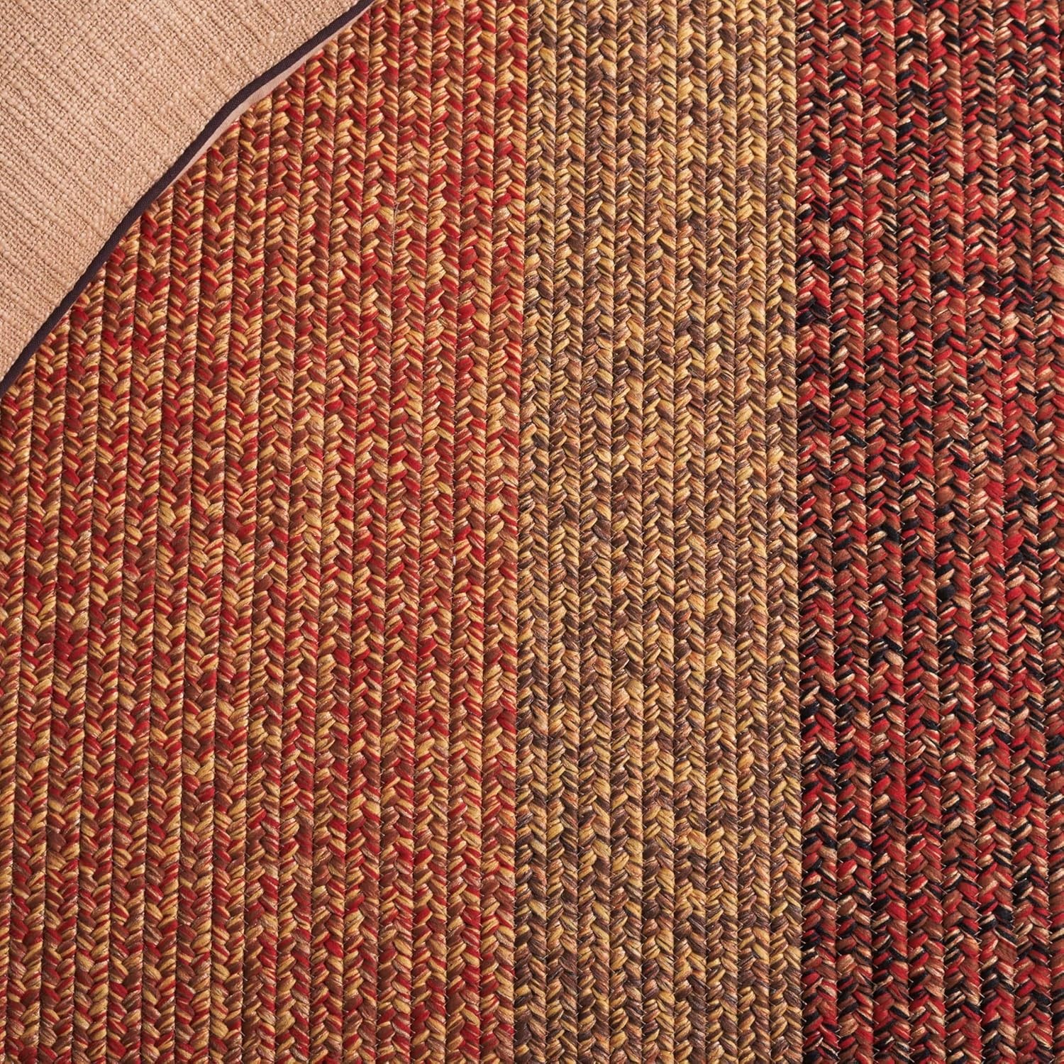 image:imageSAFAVIEH Washable Rug Outdoor Braided Collection 6 x 9 Oval Brown amp Light Brown Handmade amp Reversible NonShedding amp Easy to Clean Ideal for Patio Backyard Mudroom BRD318SRustRed