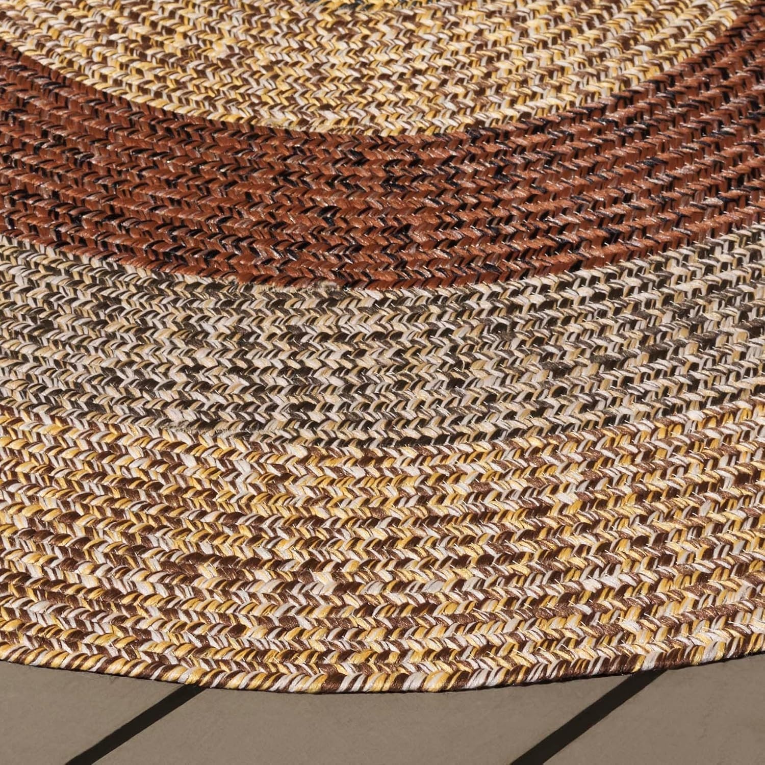 image:imageSAFAVIEH Washable Rug Outdoor Braided Collection 6 x 9 Oval Brown amp Light Brown Handmade amp Reversible NonShedding amp Easy to Clean Ideal for Patio Backyard Mudroom BRD318SBrownGold