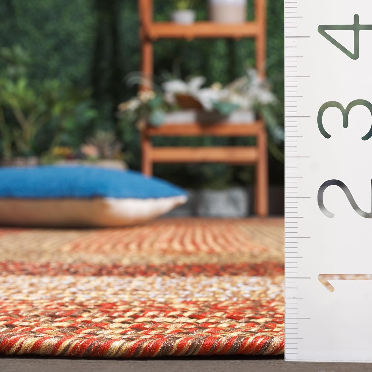 image:imageSAFAVIEH Washable Rug Outdoor Braided Collection 6 x 9 Oval Brown amp Light Brown Handmade amp Reversible NonShedding amp Easy to Clean Ideal for Patio Backyard Mudroom BRD318SRustRed