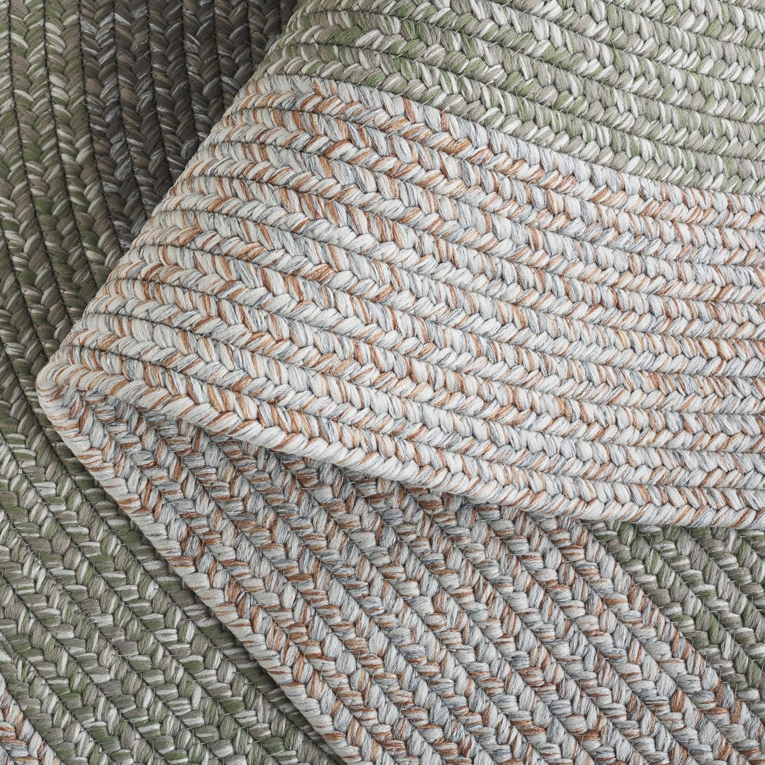 image:imageSAFAVIEH Washable Rug Outdoor Braided Collection 6 x 9 Oval Brown amp Light Brown Handmade amp Reversible NonShedding amp Easy to Clean Ideal for Patio Backyard Mudroom BRD318SGreyGreen