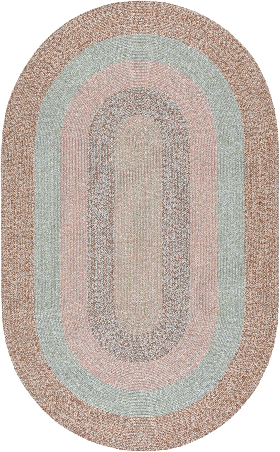 image:imageSAFAVIEH Washable Rug Outdoor Braided Collection 6 x 9 Oval Brown amp Light Brown Handmade amp Reversible NonShedding amp Easy to Clean Ideal for Patio Backyard Mudroom BRD318SBrownGrey Pink