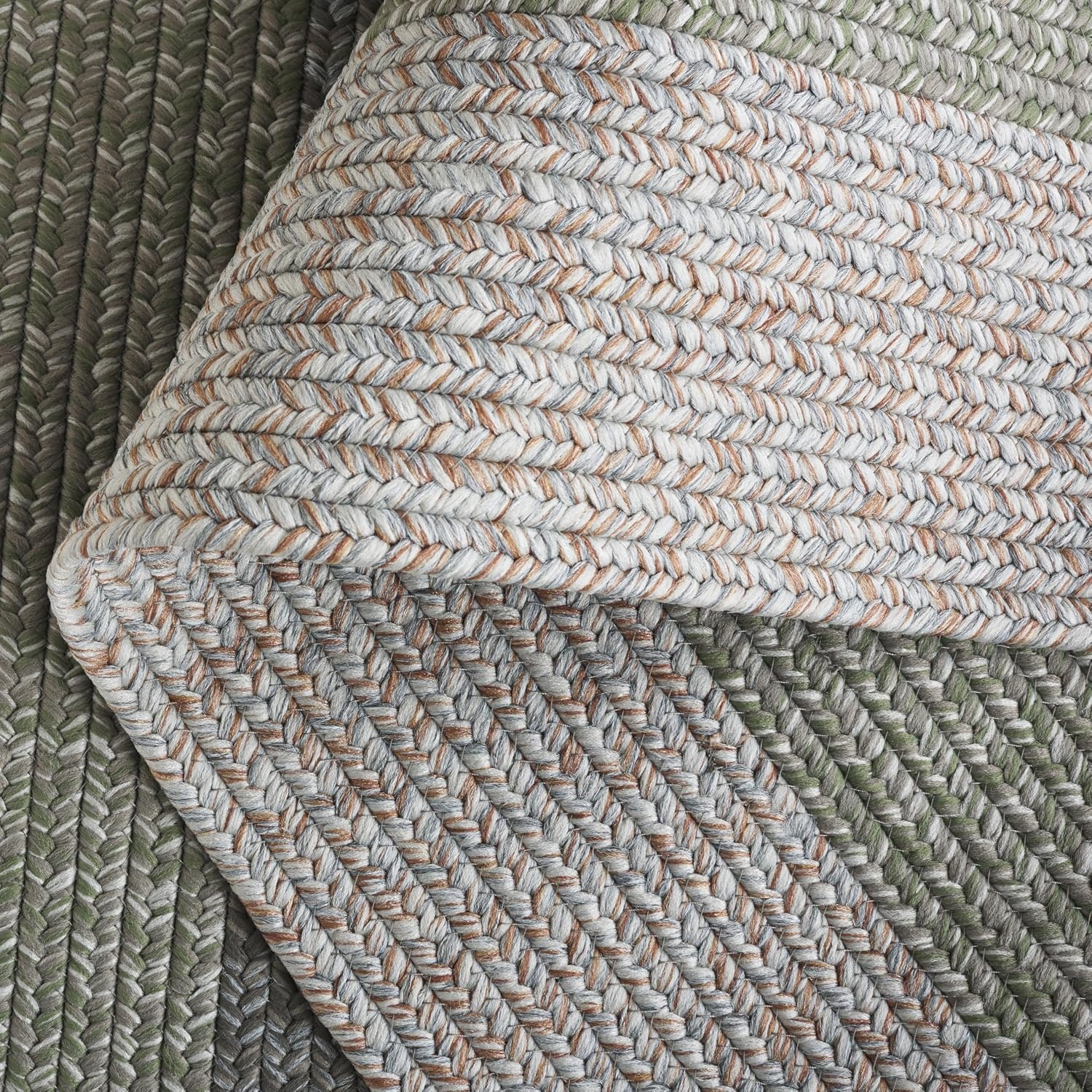 image:imageSAFAVIEH Washable Rug Outdoor Braided Collection 6 x 9 Oval Brown amp Light Brown Handmade amp Reversible NonShedding amp Easy to Clean Ideal for Patio Backyard Mudroom BRD318SGreyGreen